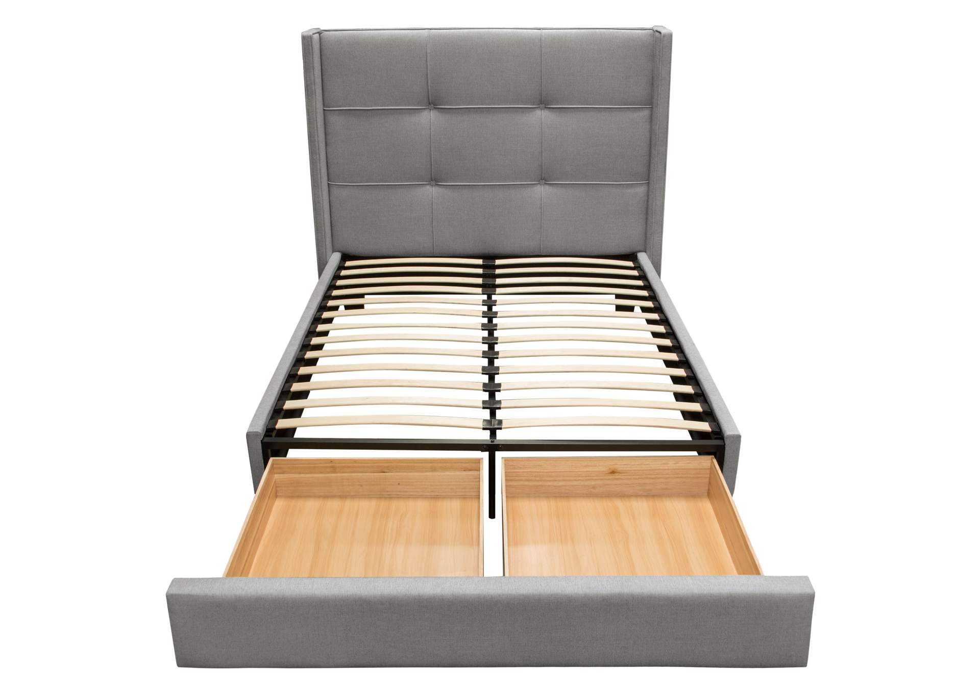 Beverly Queen Bed With Integrated Footboard Storage Unit & Accent Wings In Grey Fabric By Diamond Sofa image 5