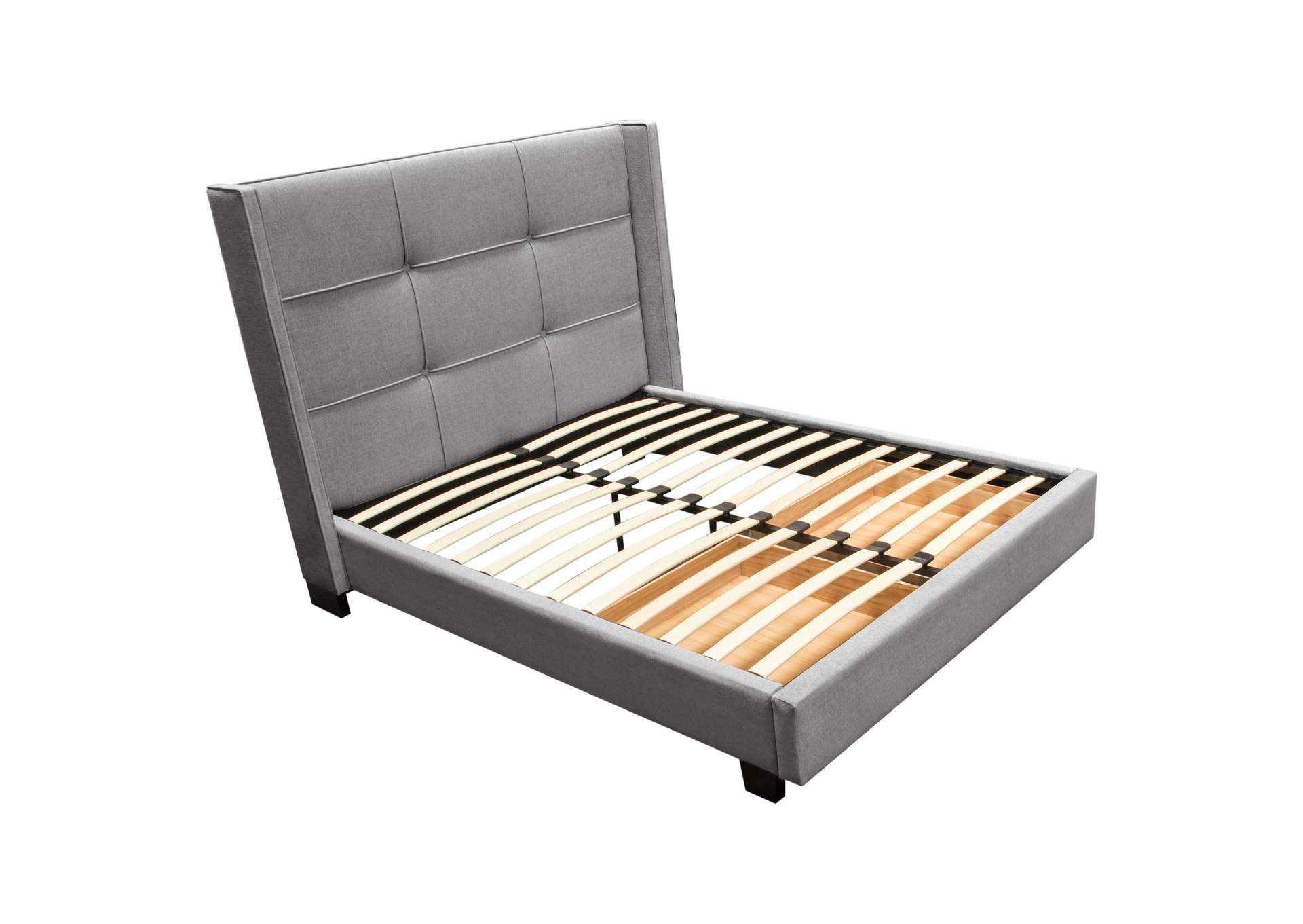 Beverly Queen Bed With Integrated Footboard Storage Unit & Accent Wings In Grey Fabric By Diamond Sofa image 4