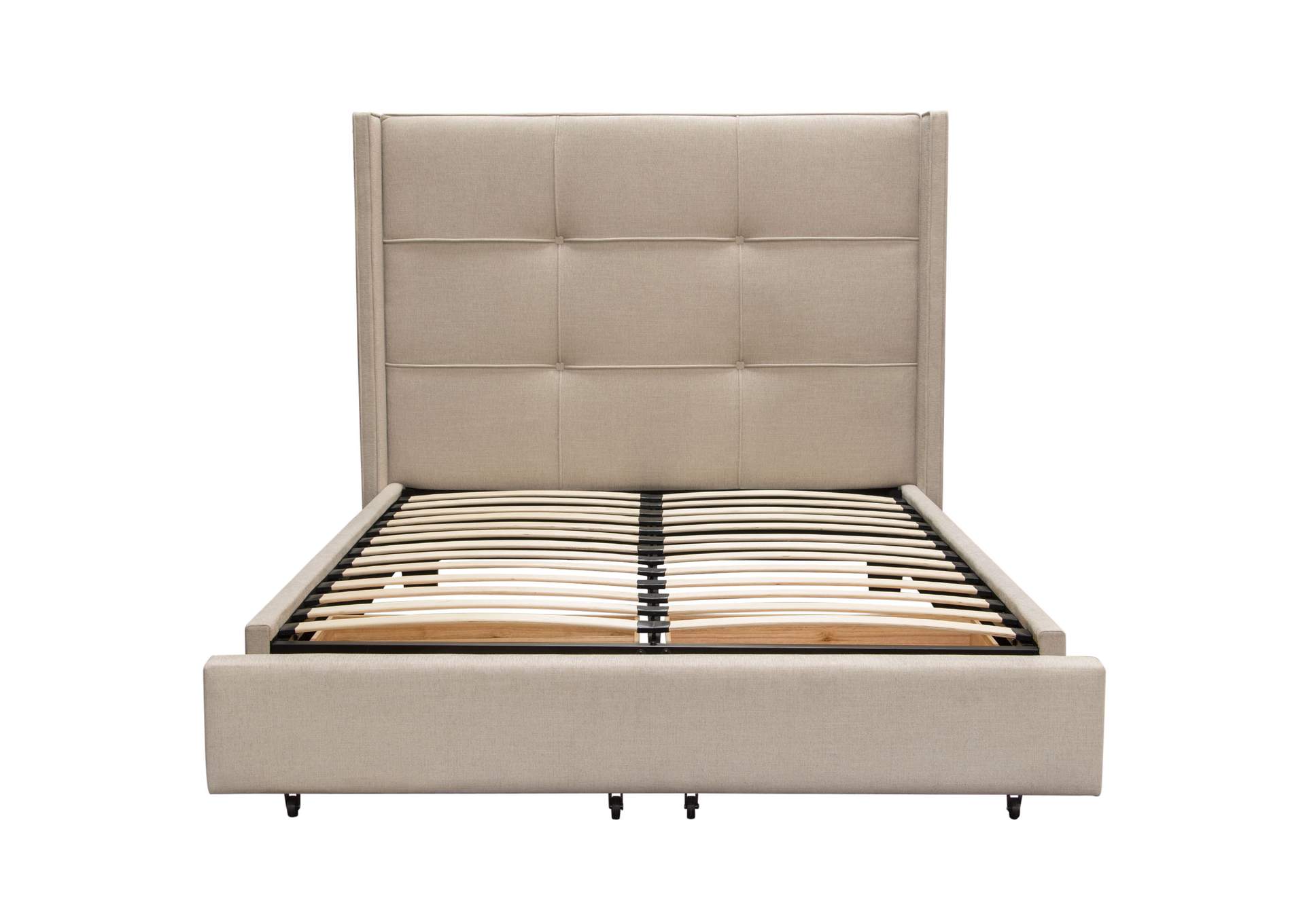 Beverly Queen Bed With Integrated Footboard Storage Unit & Accent Wings In Sand Fabric By Diamond Sofa image 20