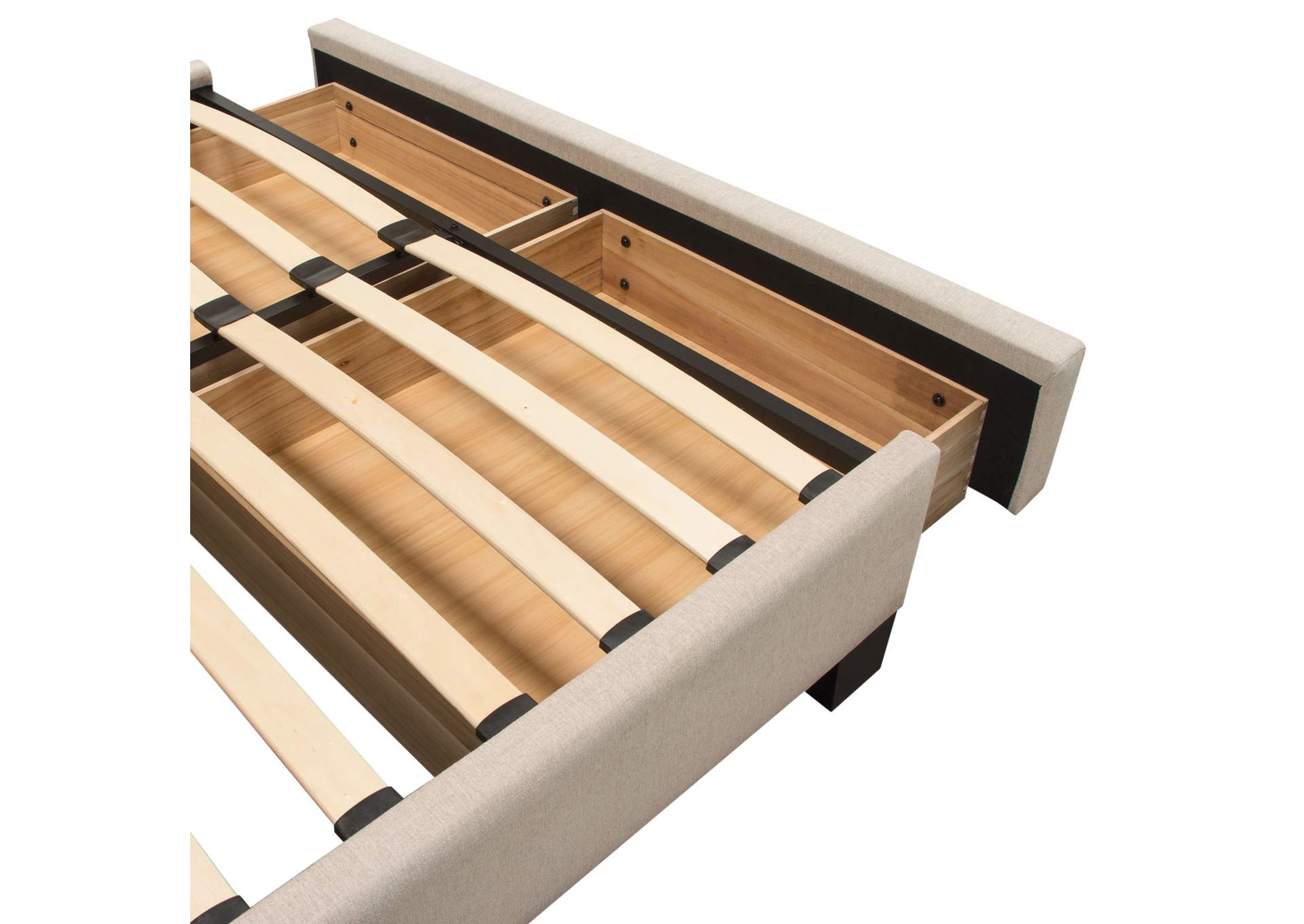 Beverly Queen Bed With Integrated Footboard Storage Unit & Accent Wings In Sand Fabric By Diamond Sofa image 18