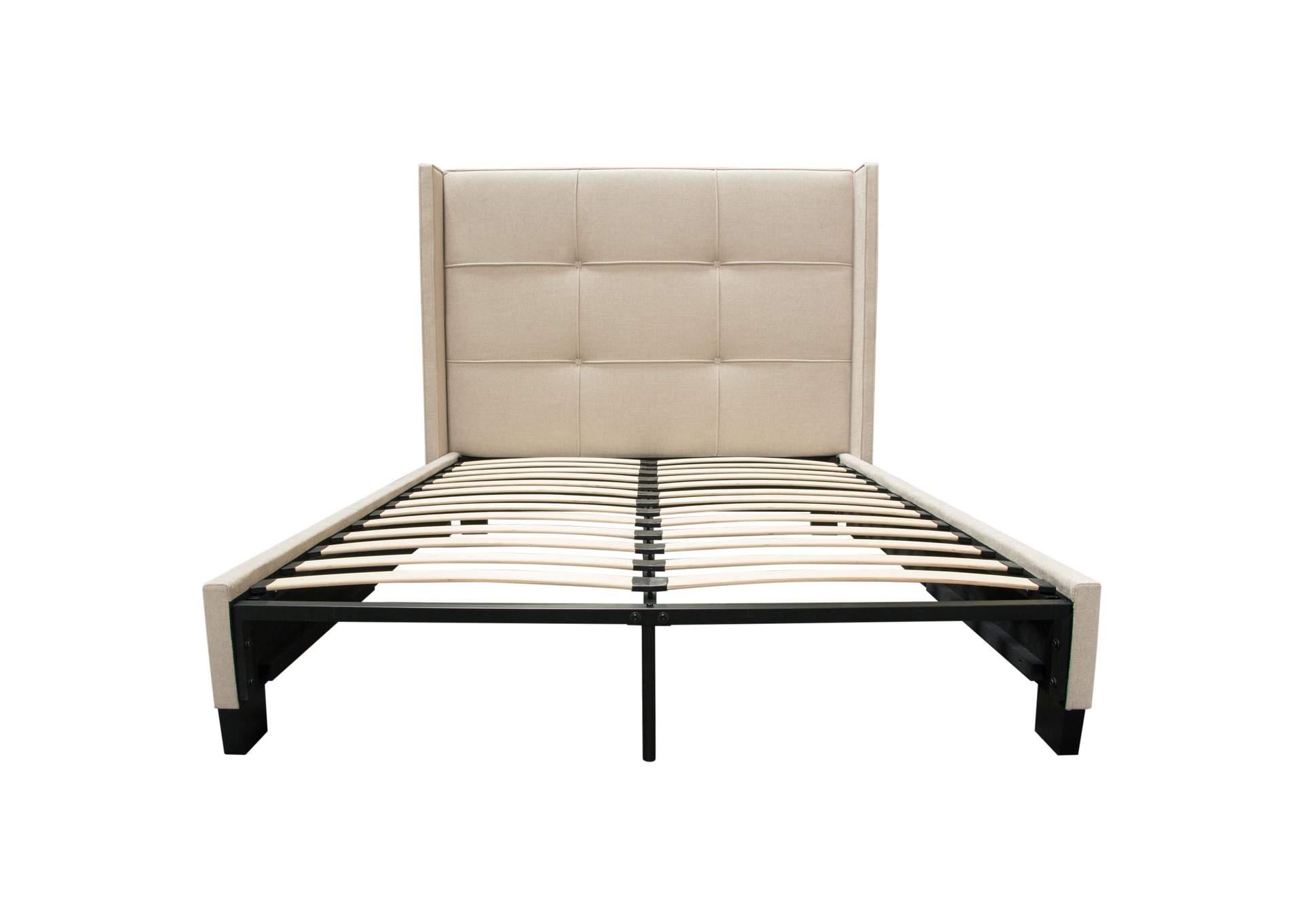 Beverly Queen Bed With Integrated Footboard Storage Unit & Accent Wings In Sand Fabric By Diamond Sofa image 17