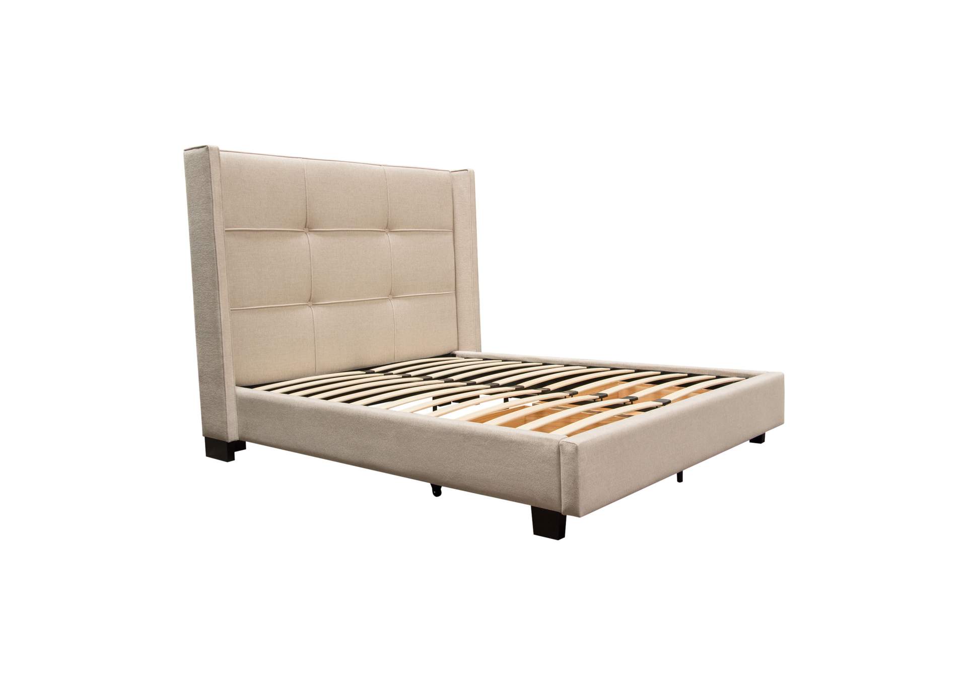 Beverly Queen Bed With Integrated Footboard Storage Unit & Accent Wings In Sand Fabric By Diamond Sofa image 12