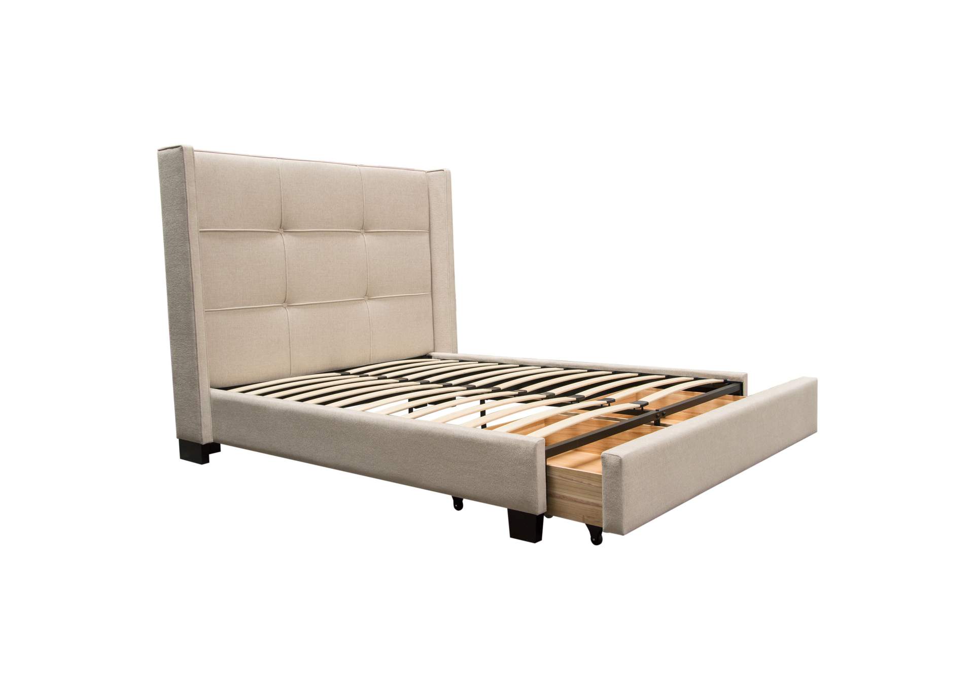 Beverly Queen Bed With Integrated Footboard Storage Unit & Accent Wings In Sand Fabric By Diamond Sofa image 11