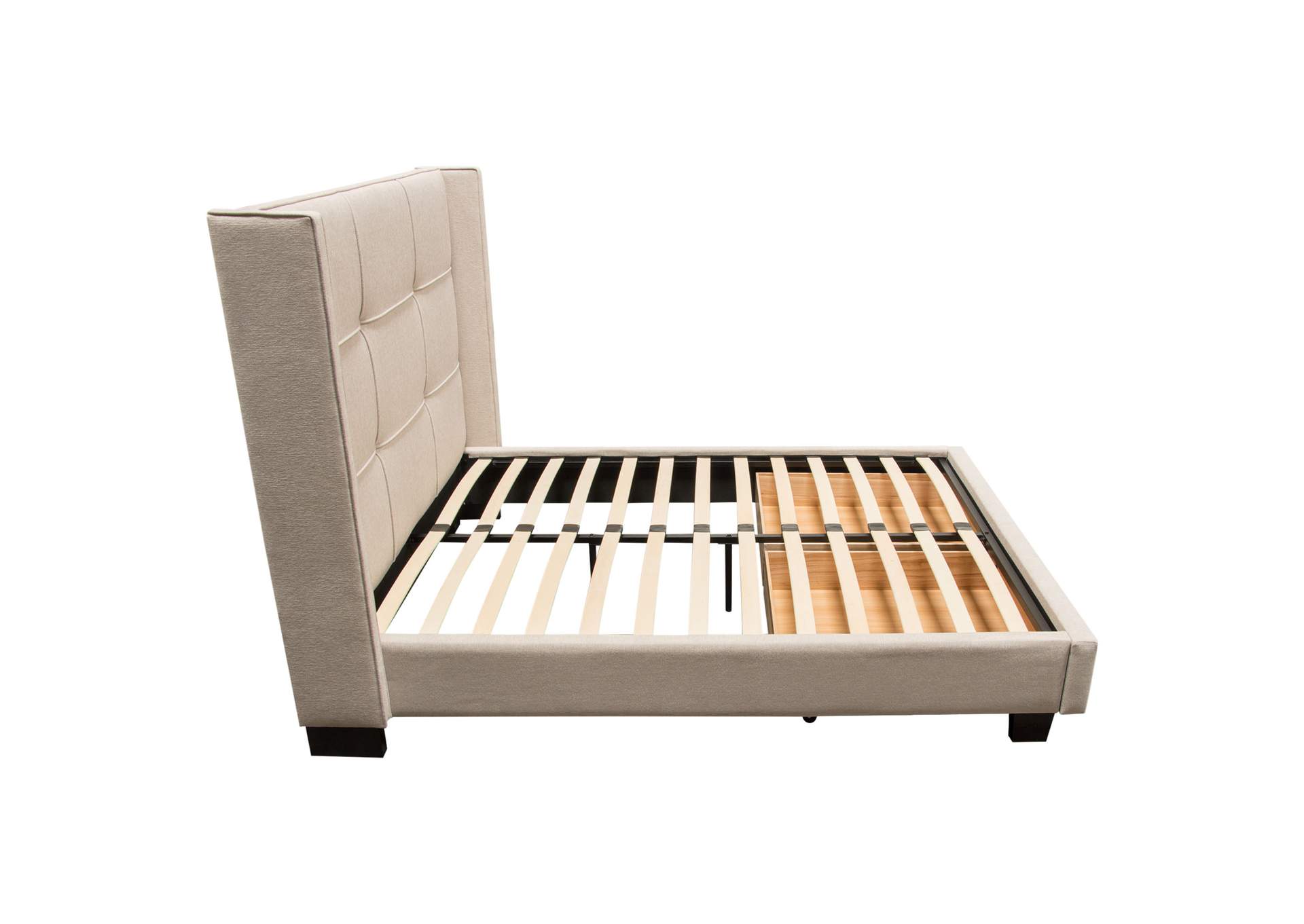 Beverly Queen Bed With Integrated Footboard Storage Unit & Accent Wings In Sand Fabric By Diamond Sofa image 10
