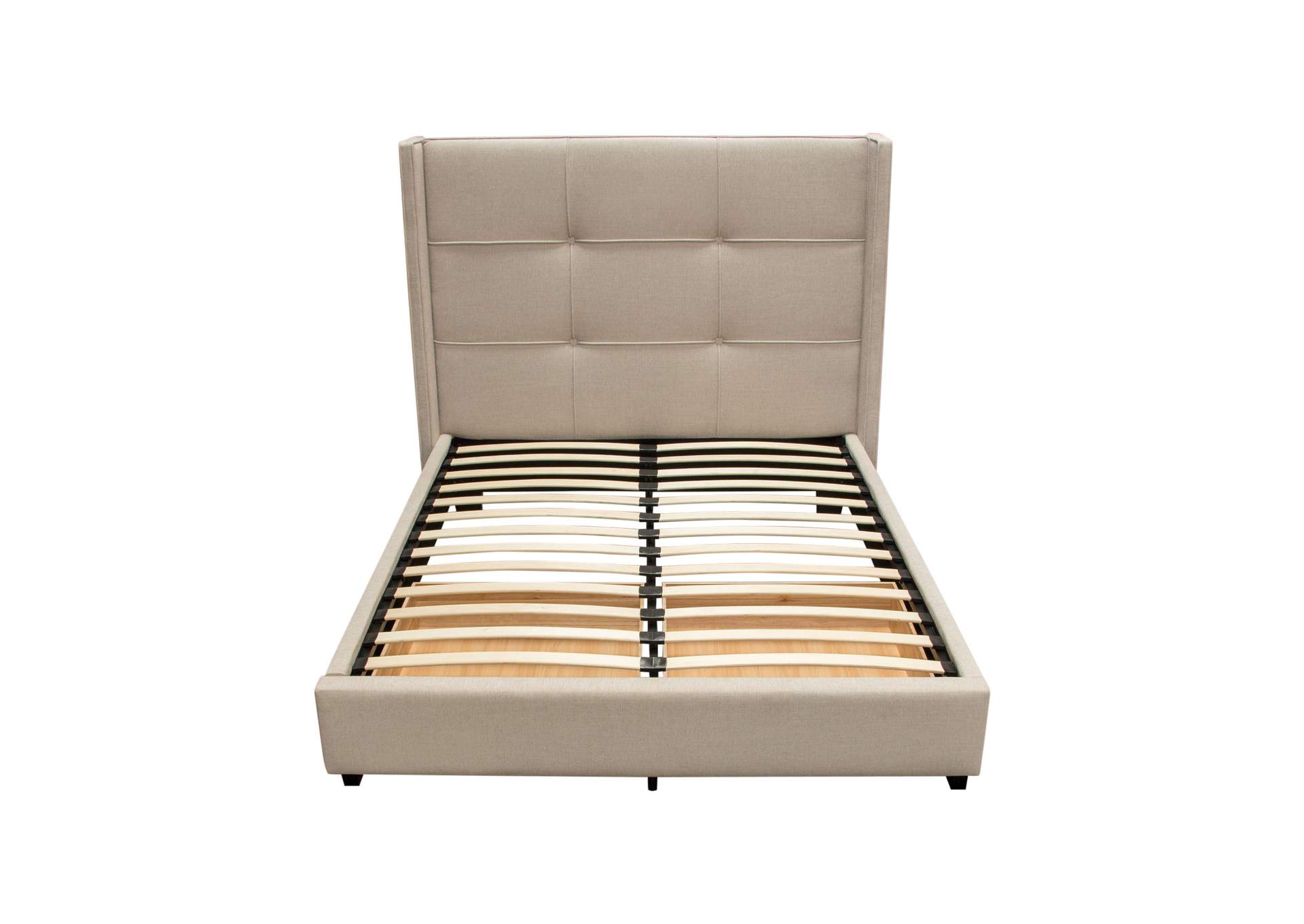 Beverly Queen Bed With Integrated Footboard Storage Unit & Accent Wings In Sand Fabric By Diamond Sofa image 7