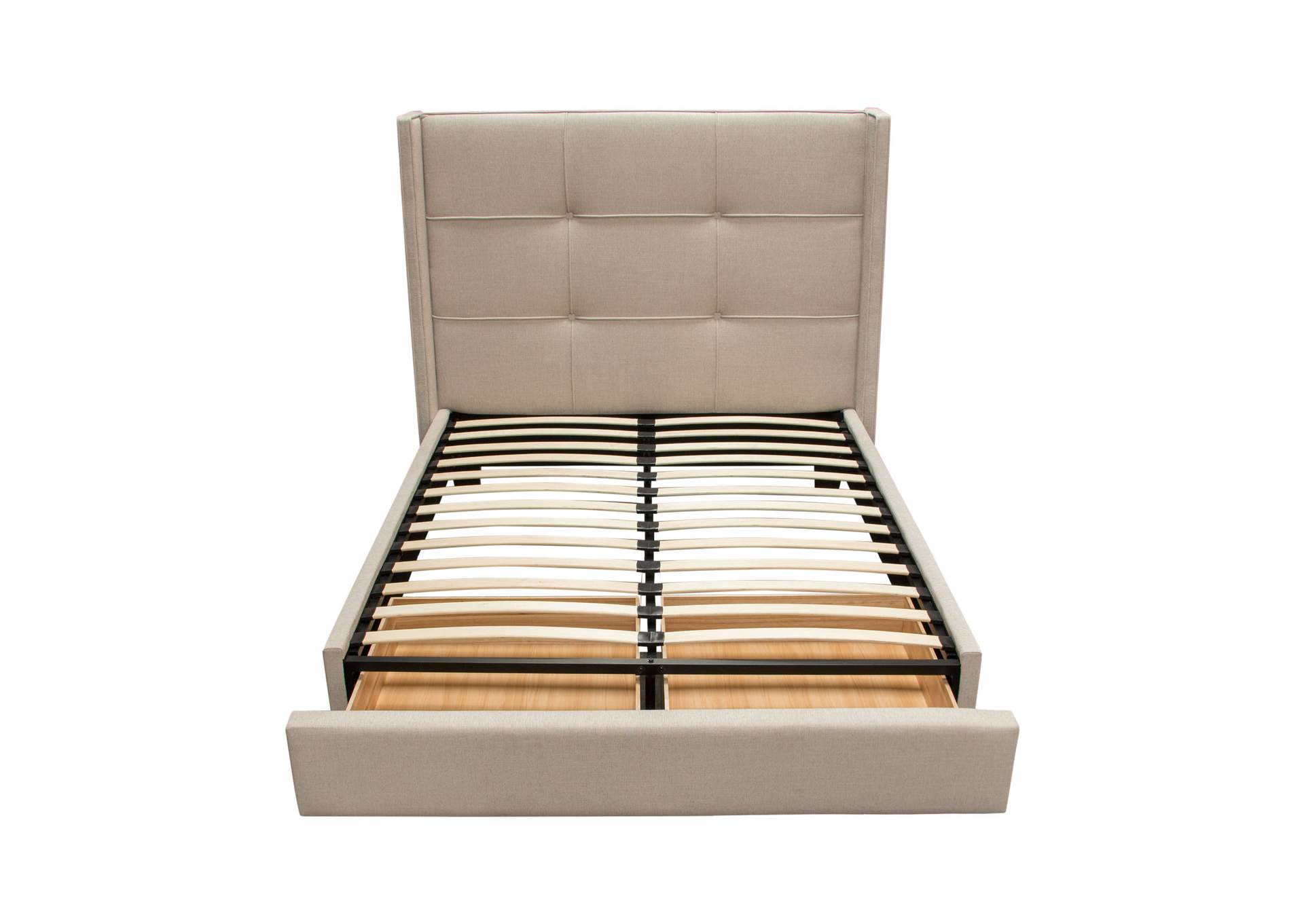 Beverly Queen Bed With Integrated Footboard Storage Unit & Accent Wings In Sand Fabric By Diamond Sofa image 6