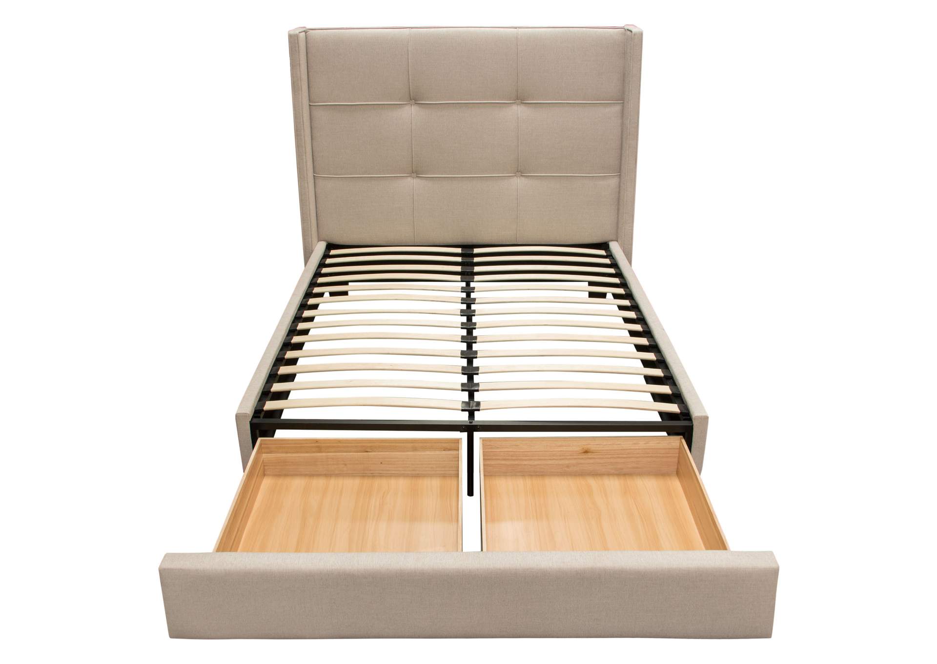 Beverly Queen Bed With Integrated Footboard Storage Unit & Accent Wings In Sand Fabric By Diamond Sofa image 5