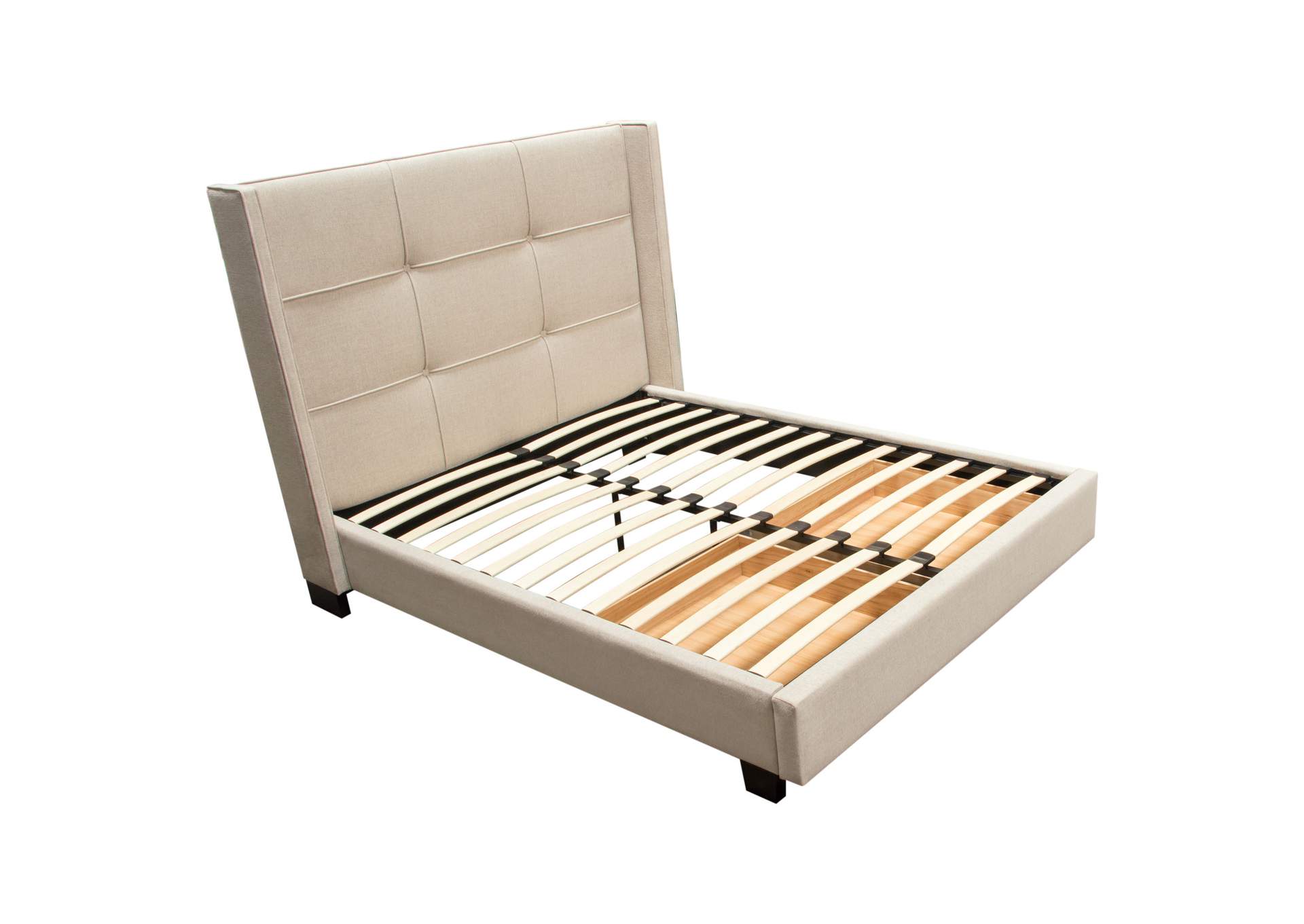 Beverly Queen Bed With Integrated Footboard Storage Unit & Accent Wings In Sand Fabric By Diamond Sofa image 4