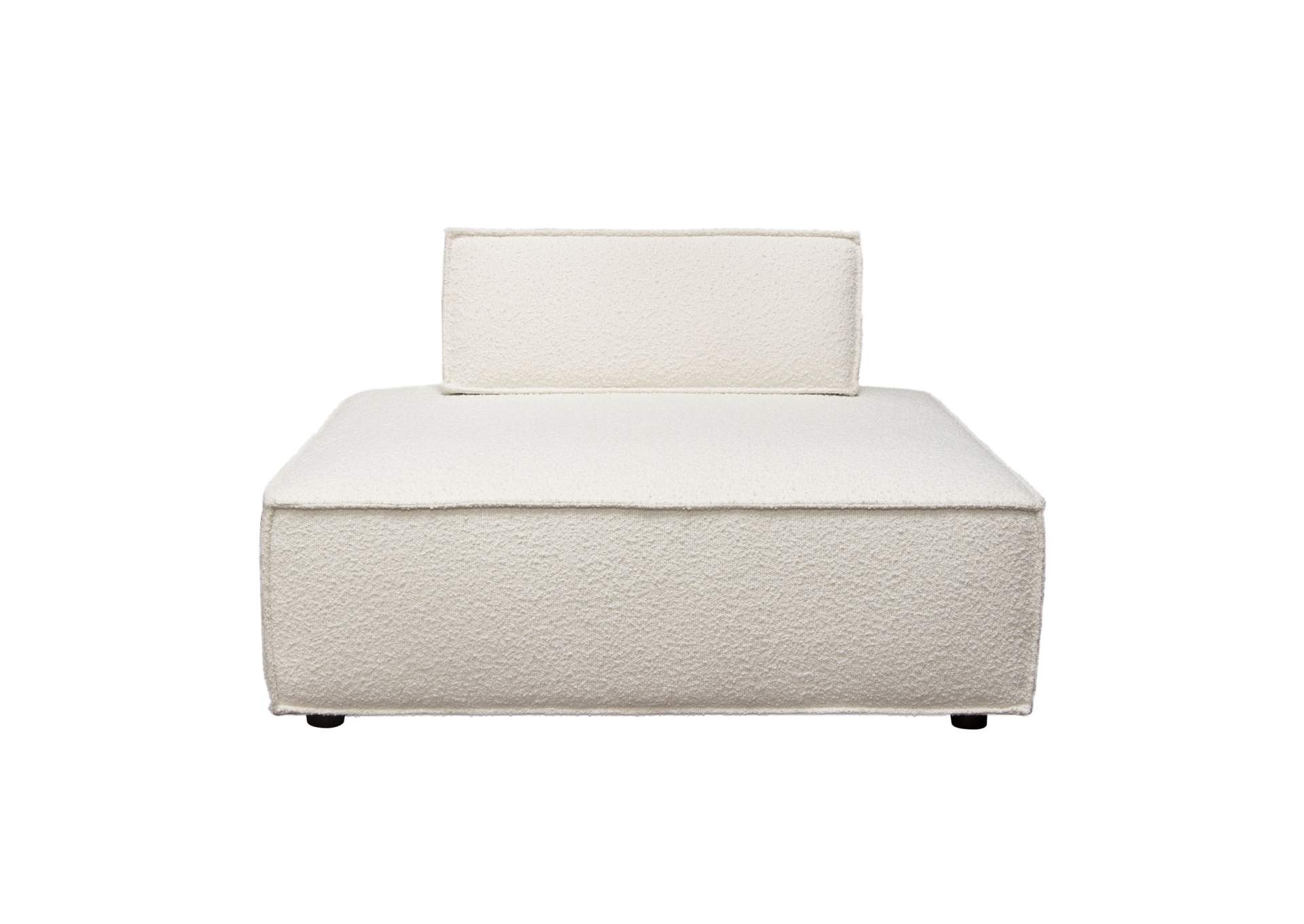 Cara Square Modular Lounger In Ivory Boucle Fabric W/ Moveable, Non-skid Backrest image 1