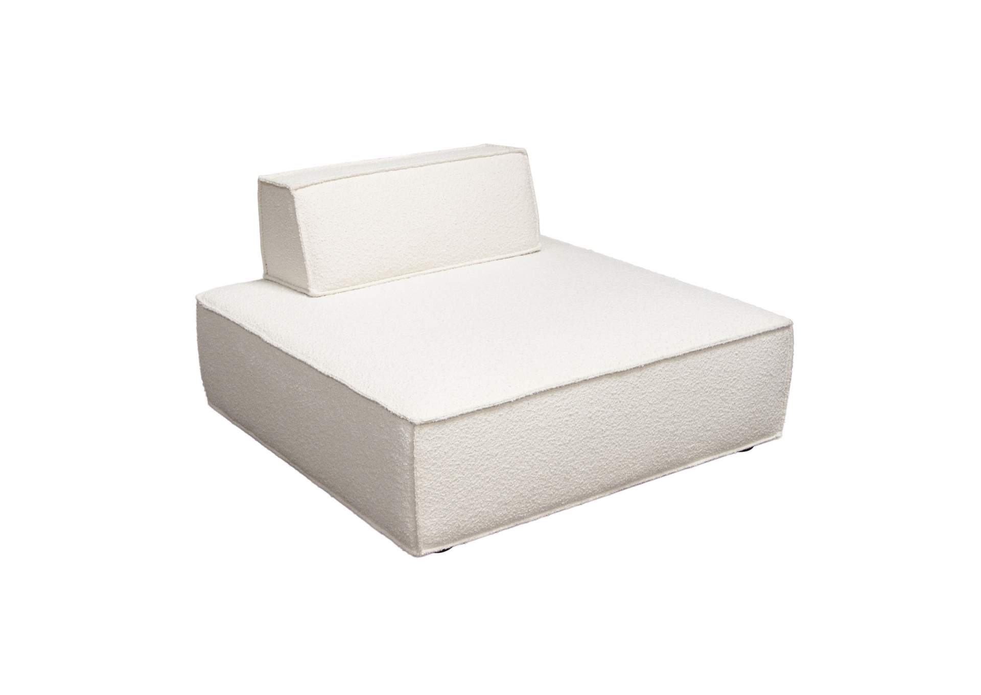 Cara Square Modular Lounger In Ivory Boucle Fabric W/ Moveable, Non-skid Backrest image 4