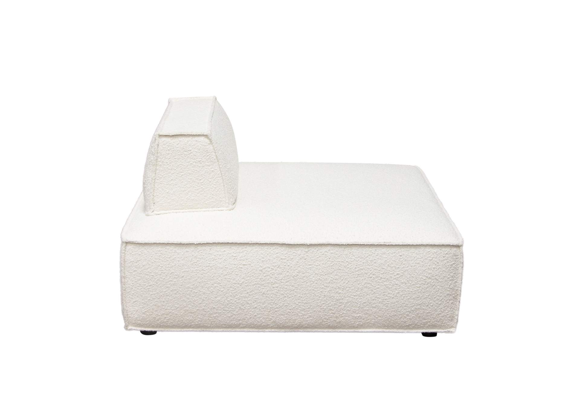 Cara Square Modular Lounger In Ivory Boucle Fabric W/ Moveable, Non-skid Backrest image 6