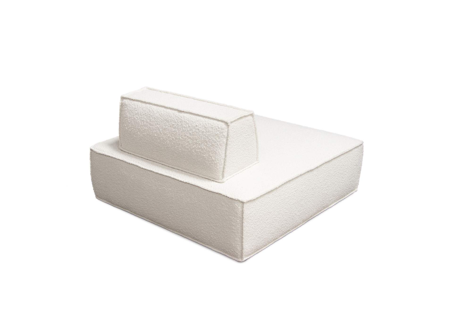Cara Square Modular Lounger In Ivory Boucle Fabric W/ Moveable, Non-skid Backrest image 7
