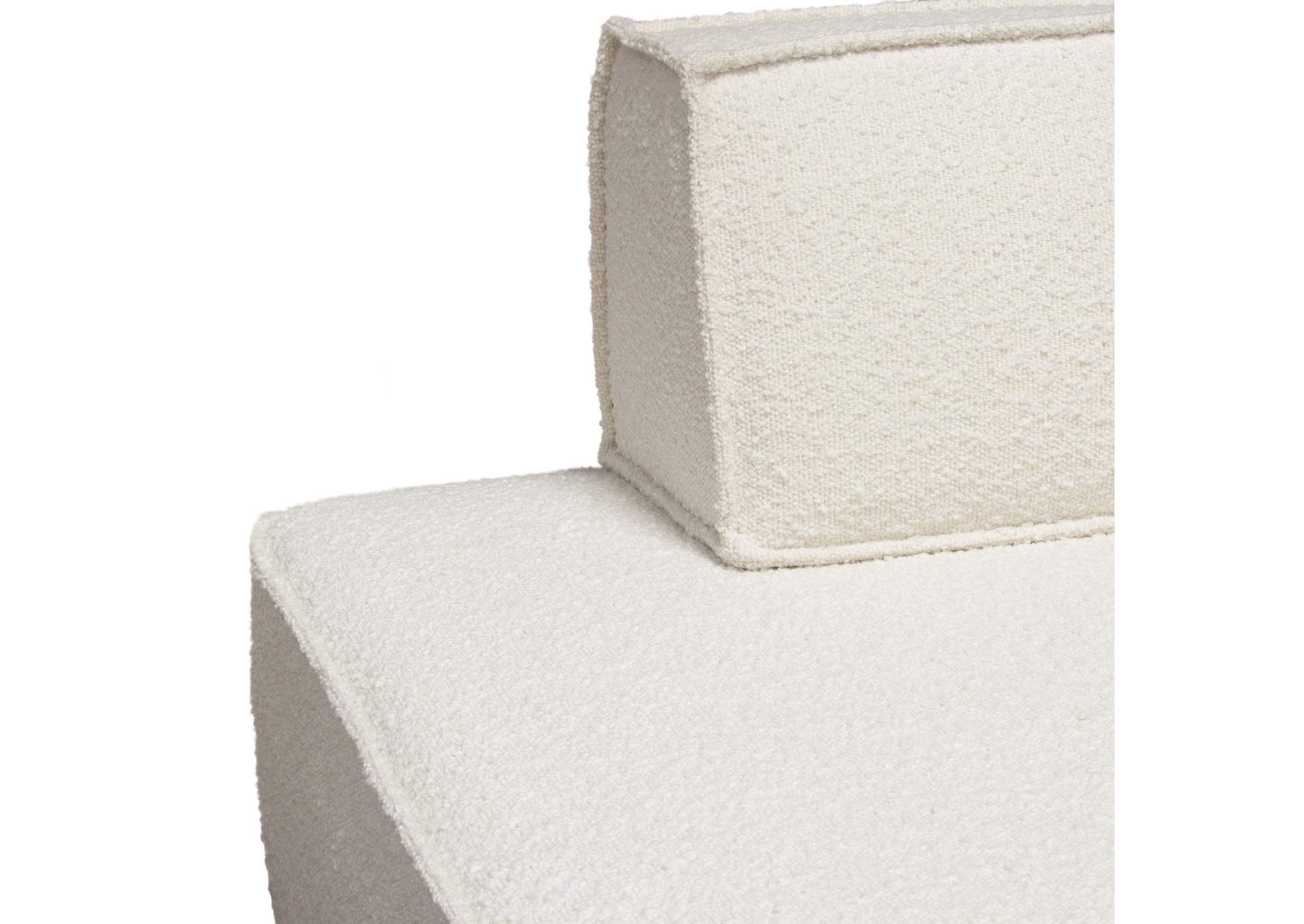 Cara Square Modular Lounger In Ivory Boucle Fabric W/ Moveable, Non-skid Backrest image 9
