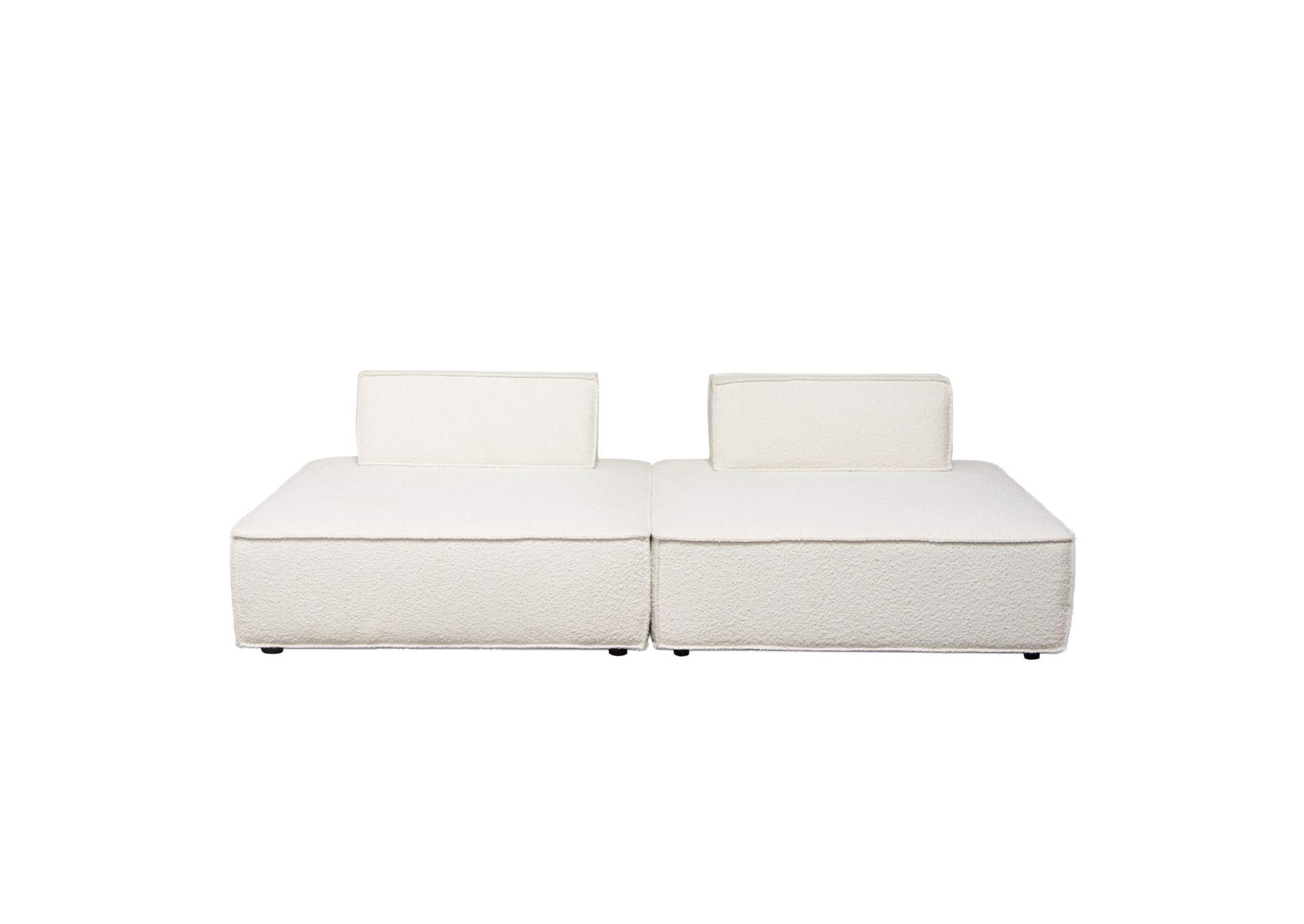 Cara 2-piece Square Modular Lounger In Ivory Boucle Fabric W/ Moveable, Non-skid Backrest image 1