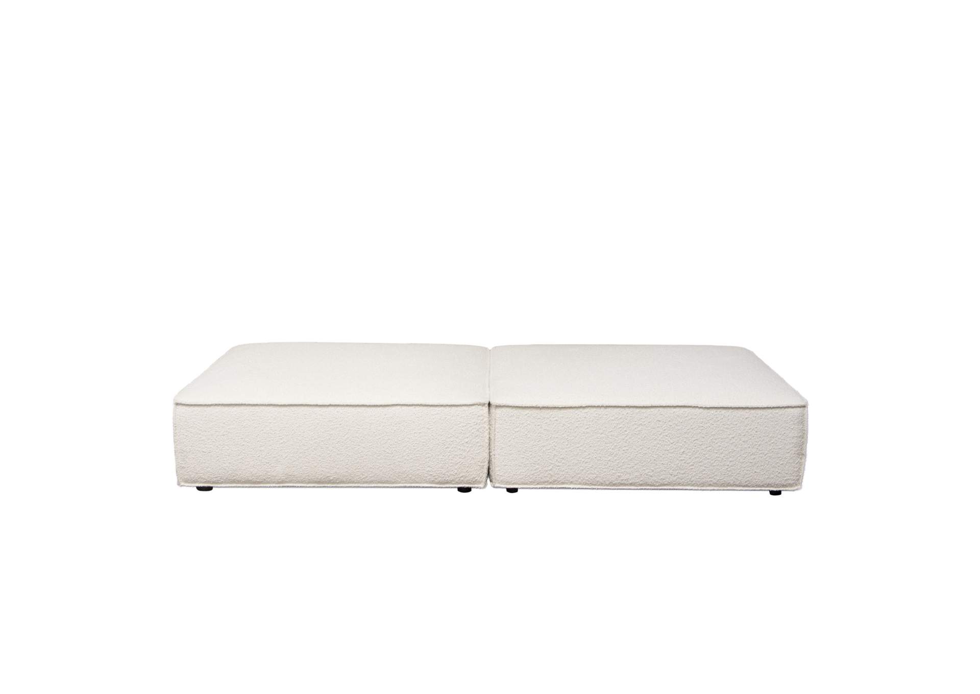 Cara 2-piece Square Modular Lounger In Ivory Boucle Fabric W/ Moveable, Non-skid Backrest image 3