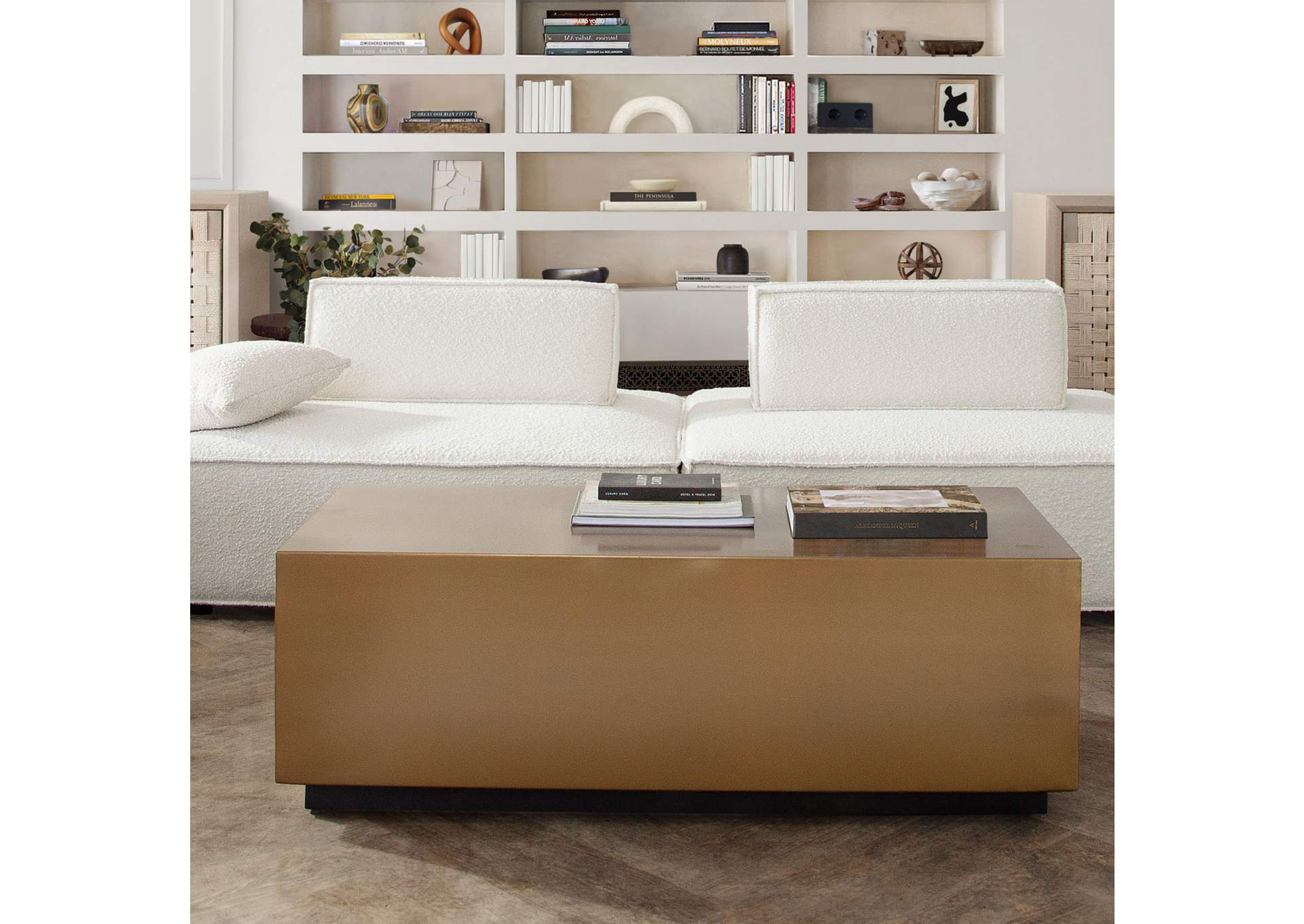 Cara 2-piece Square Modular Lounger In Ivory Boucle Fabric W/ Moveable, Non-skid Backrest image 6