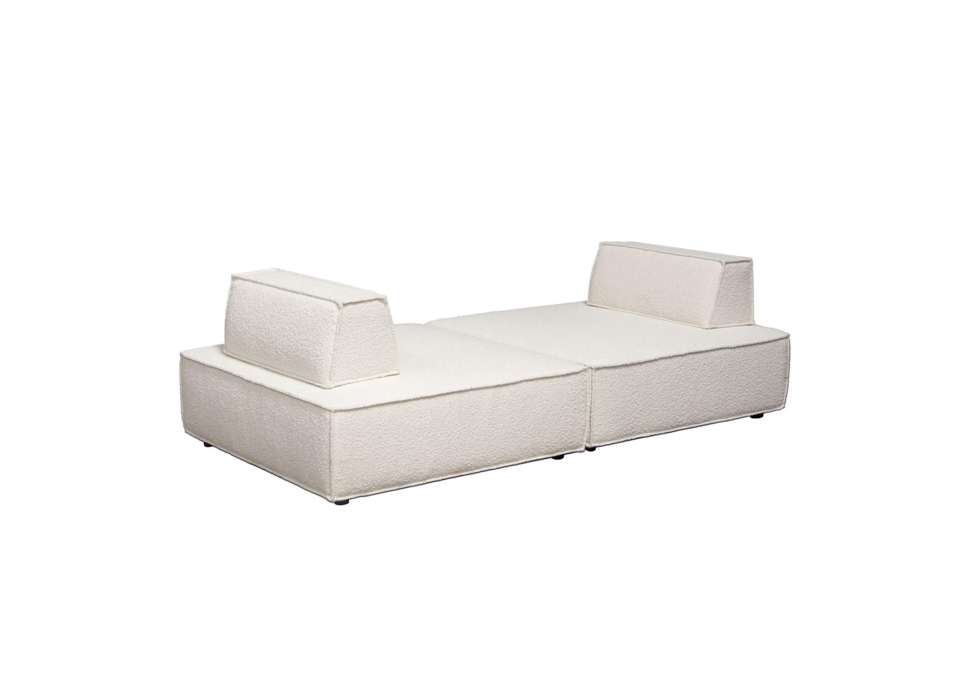 Cara 2-piece Square Modular Lounger In Ivory Boucle Fabric W/ Moveable, Non-skid Backrest image 7