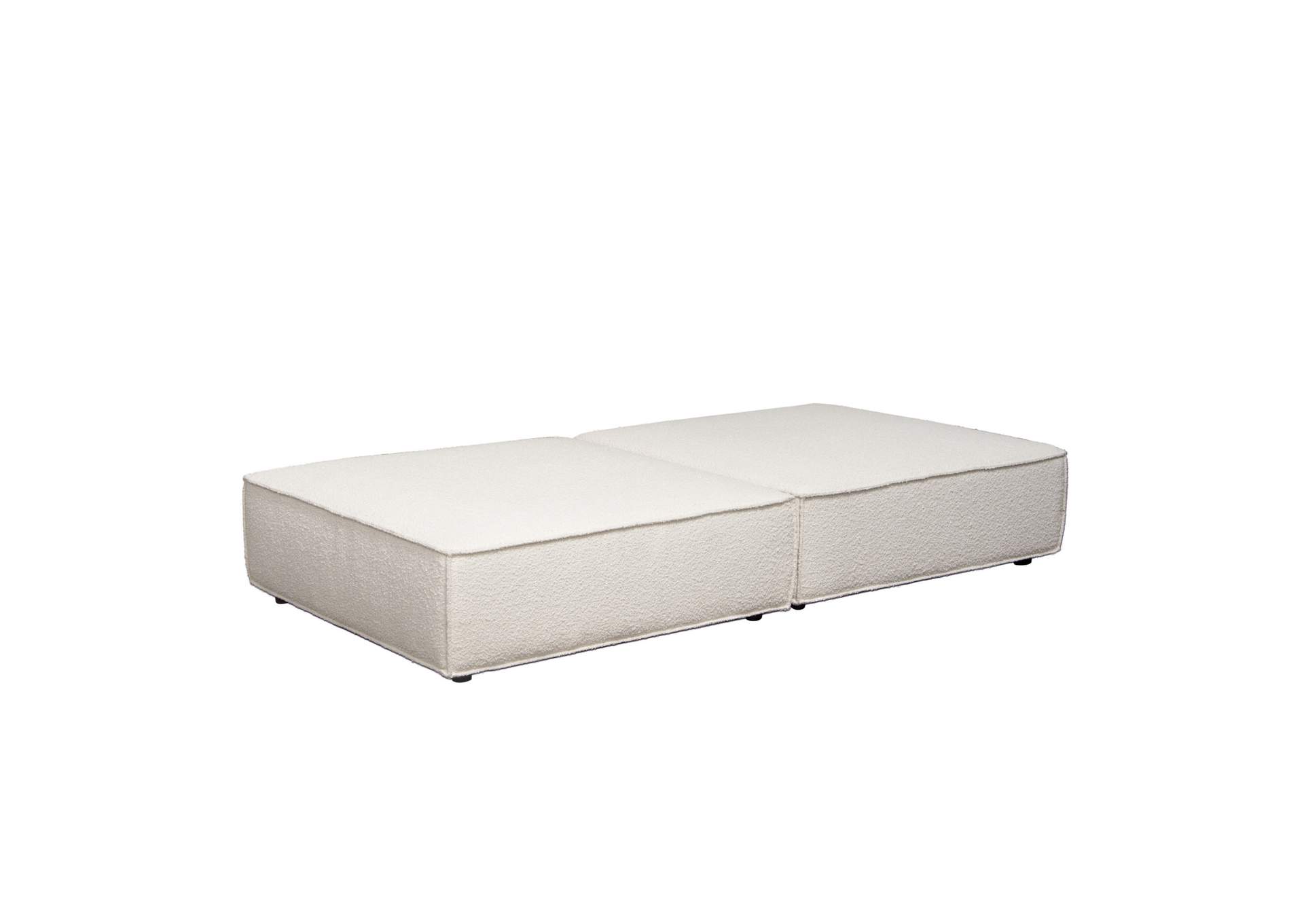 Cara 2-piece Square Modular Lounger In Ivory Boucle Fabric W/ Moveable, Non-skid Backrest image 8