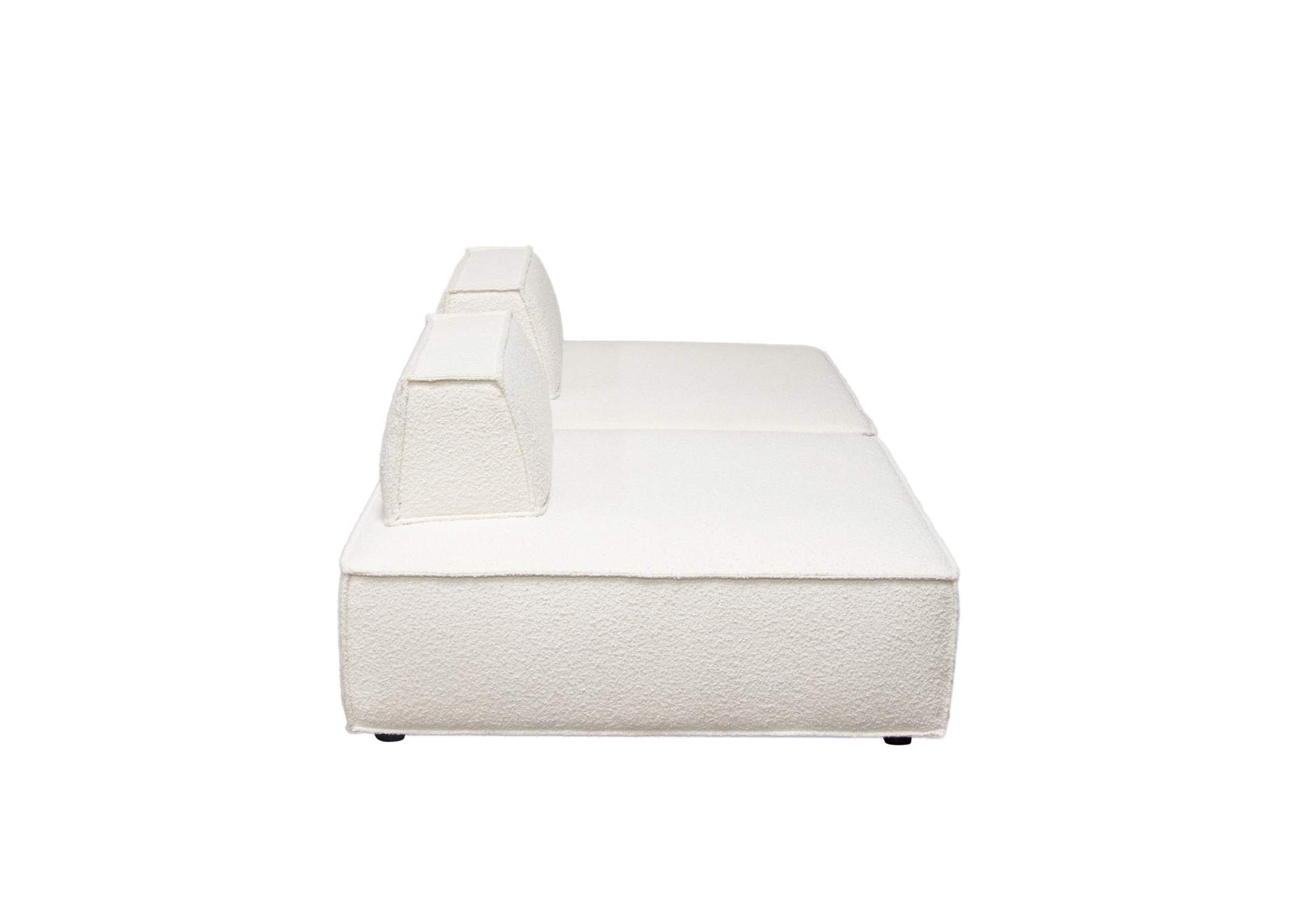 Cara 2-piece Square Modular Lounger In Ivory Boucle Fabric W/ Moveable, Non-skid Backrest image 9