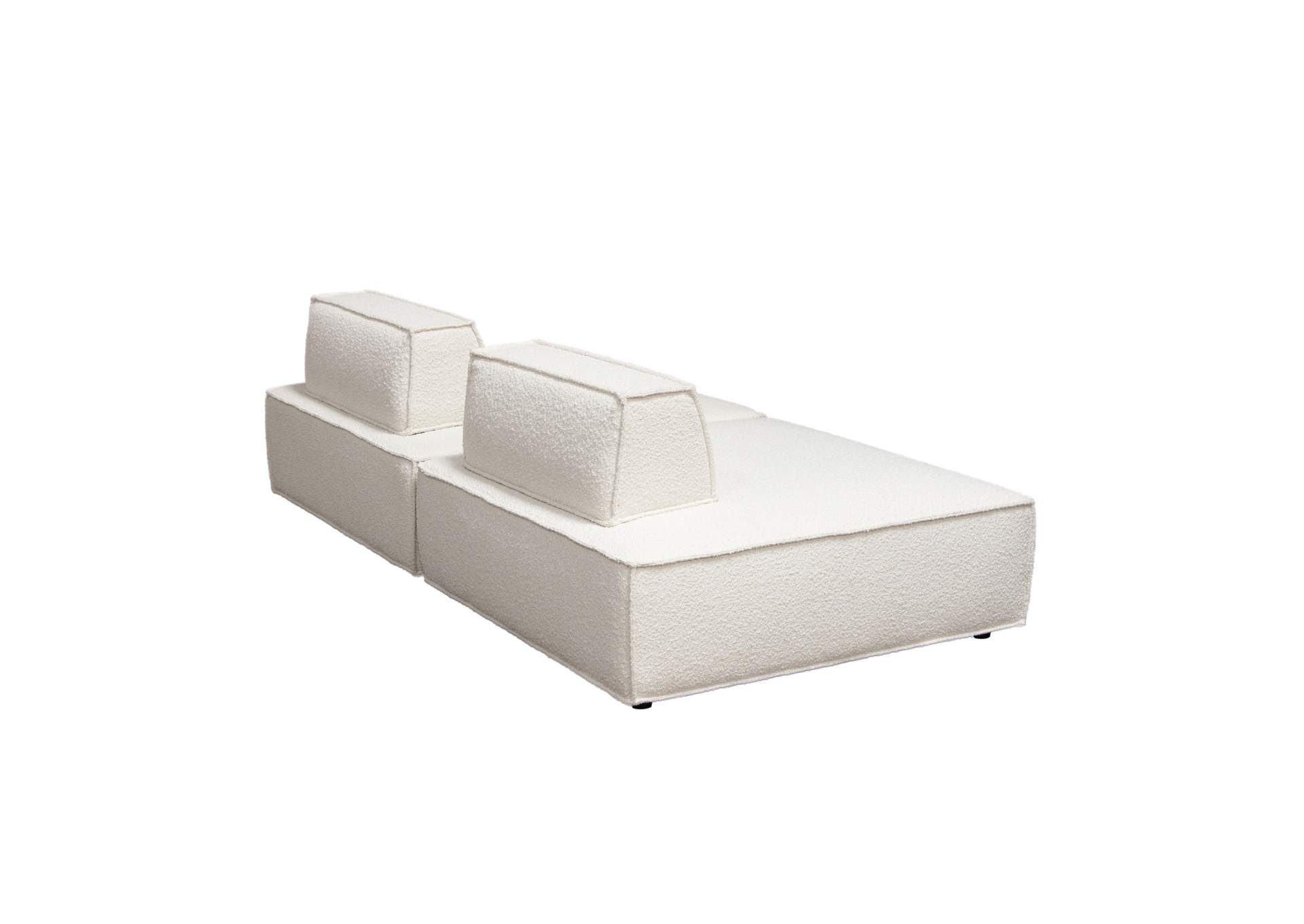 Cara 2-piece Square Modular Lounger In Ivory Boucle Fabric W/ Moveable, Non-skid Backrest image 10