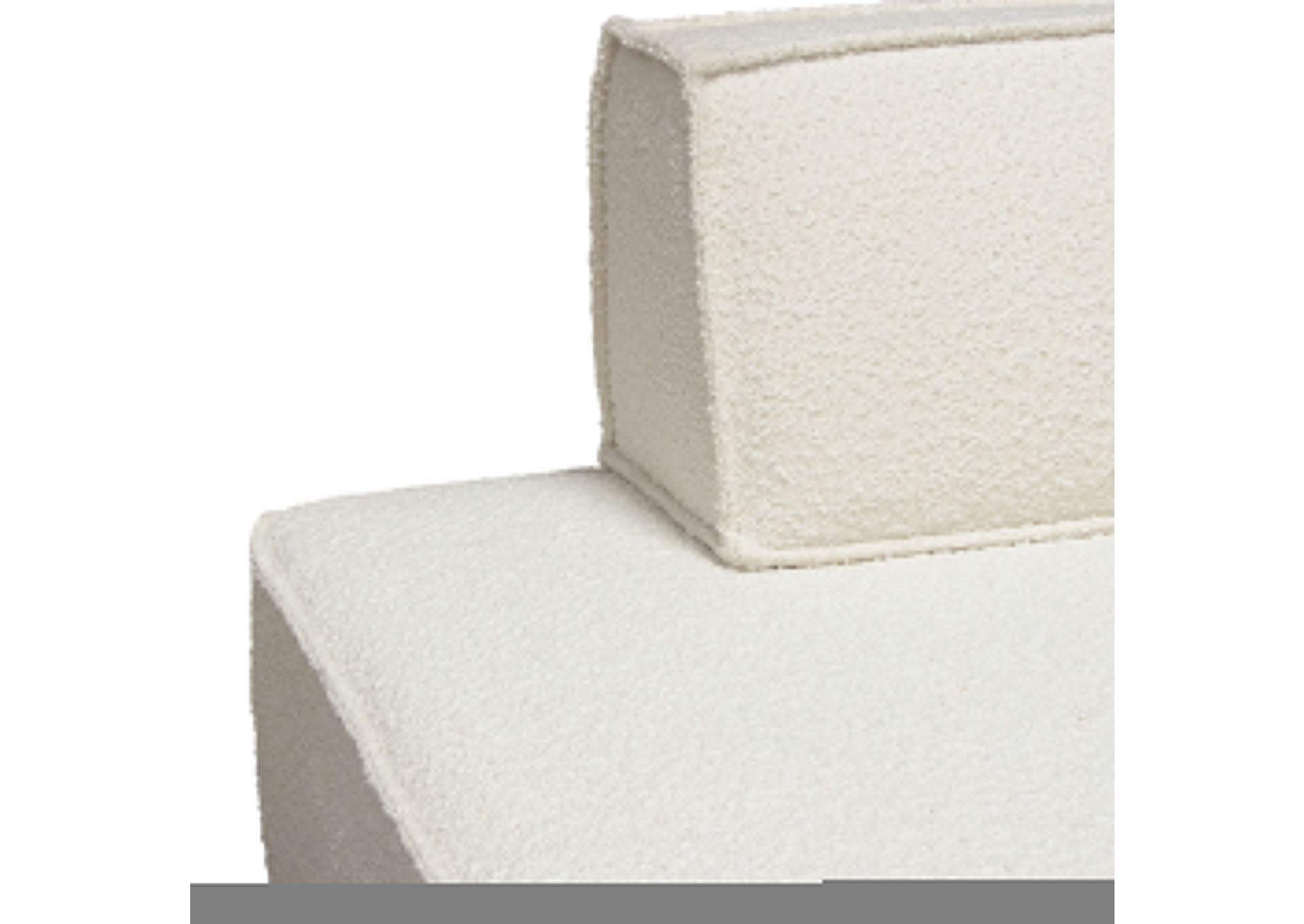 Cara 2-piece Square Modular Lounger In Ivory Boucle Fabric W/ Moveable, Non-skid Backrest image 12