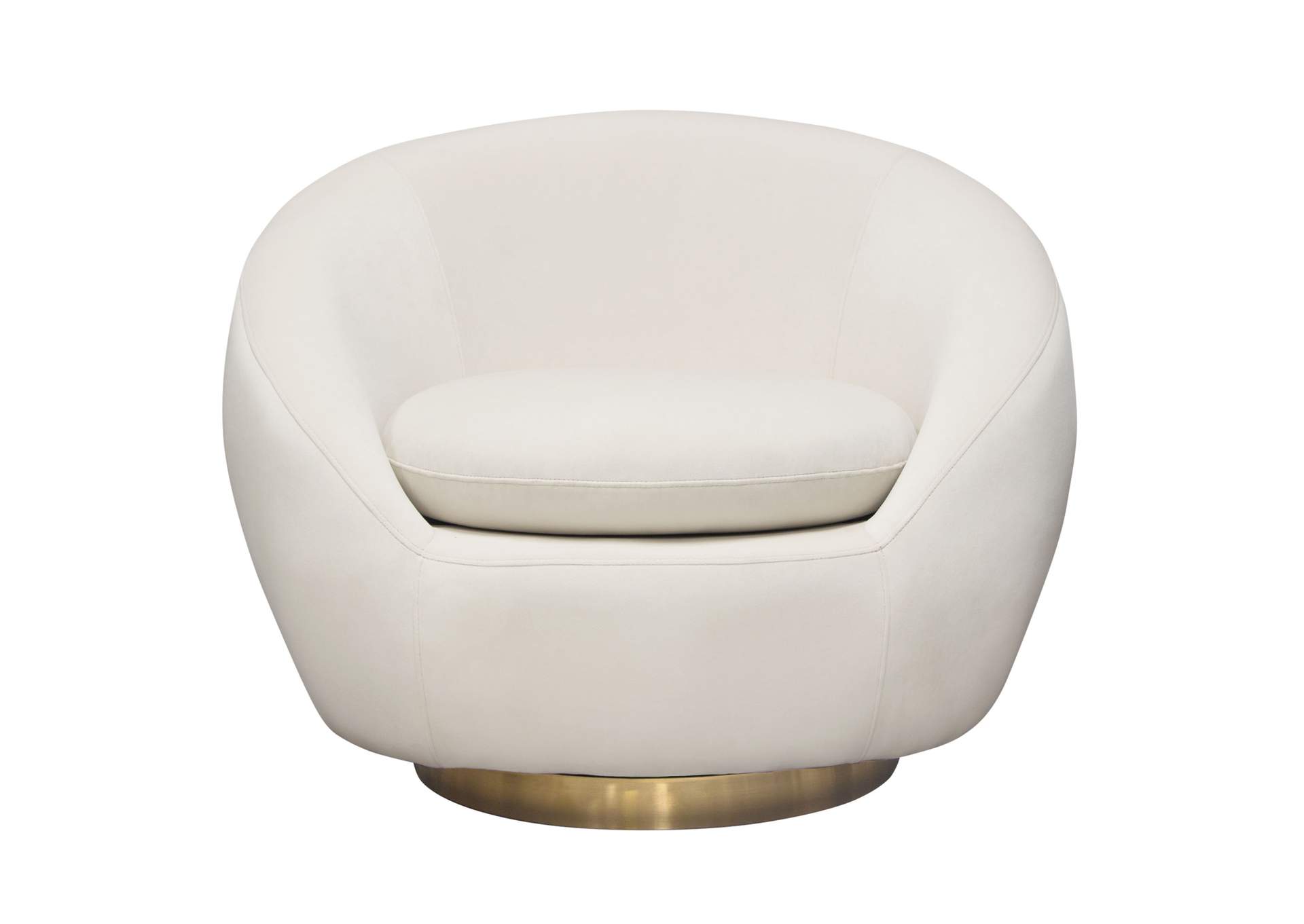 Celine Swivel Accent Chair In Light Cream Velvet W/ Brushed Gold Accent Band image 23