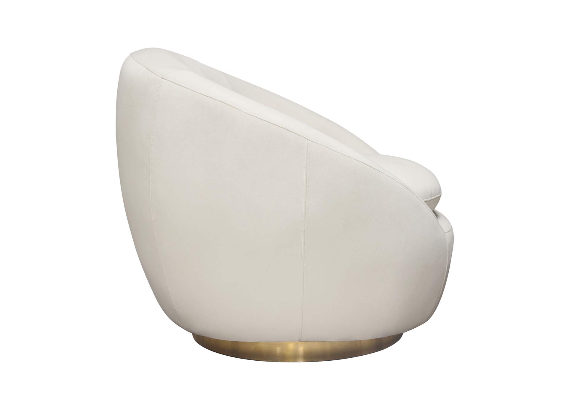 Celine Swivel Accent Chair In Light Cream Velvet W/ Brushed Gold Accent Band image 22