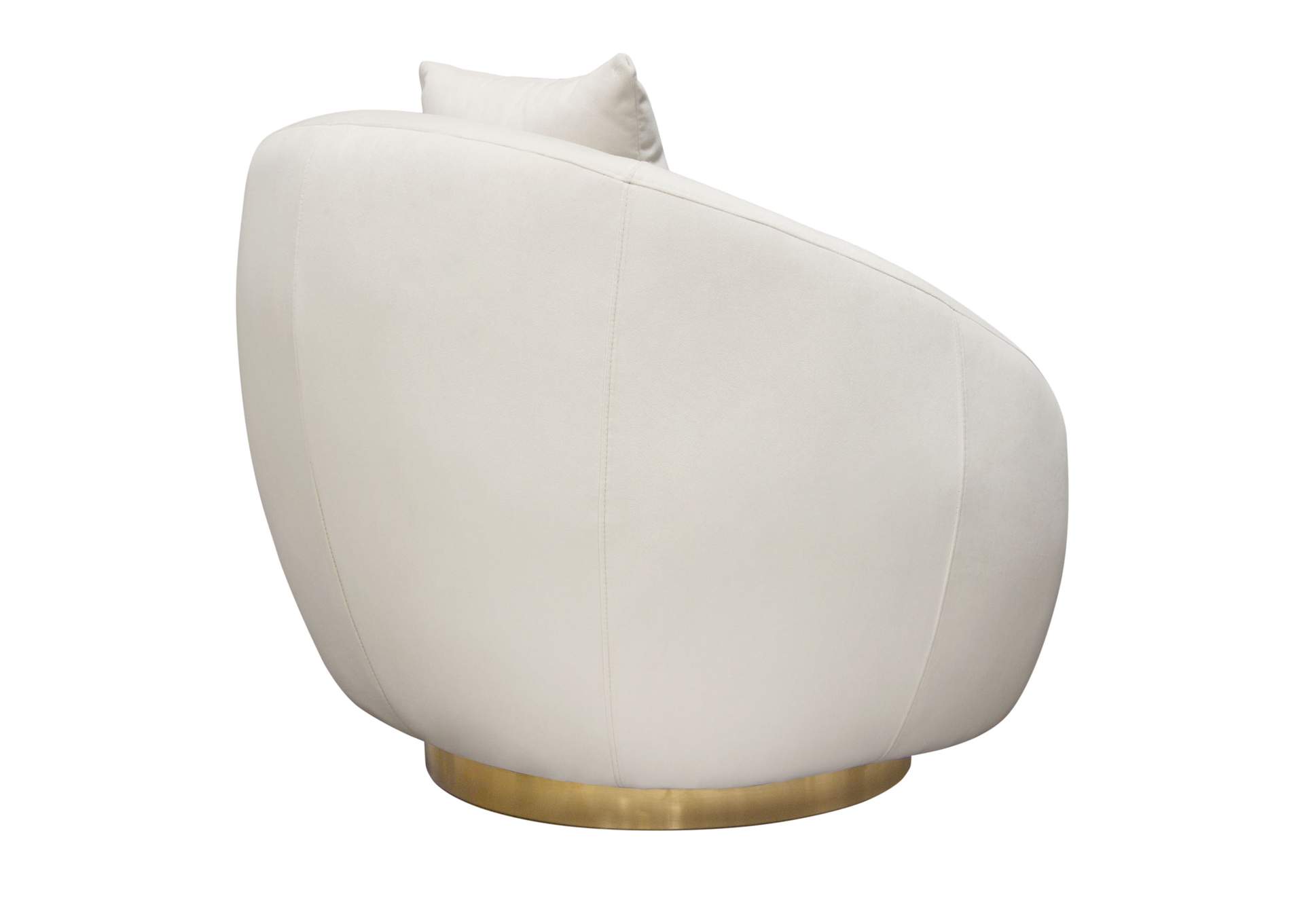 Celine Swivel Accent Chair In Light Cream Velvet W/ Brushed Gold Accent Band image 21