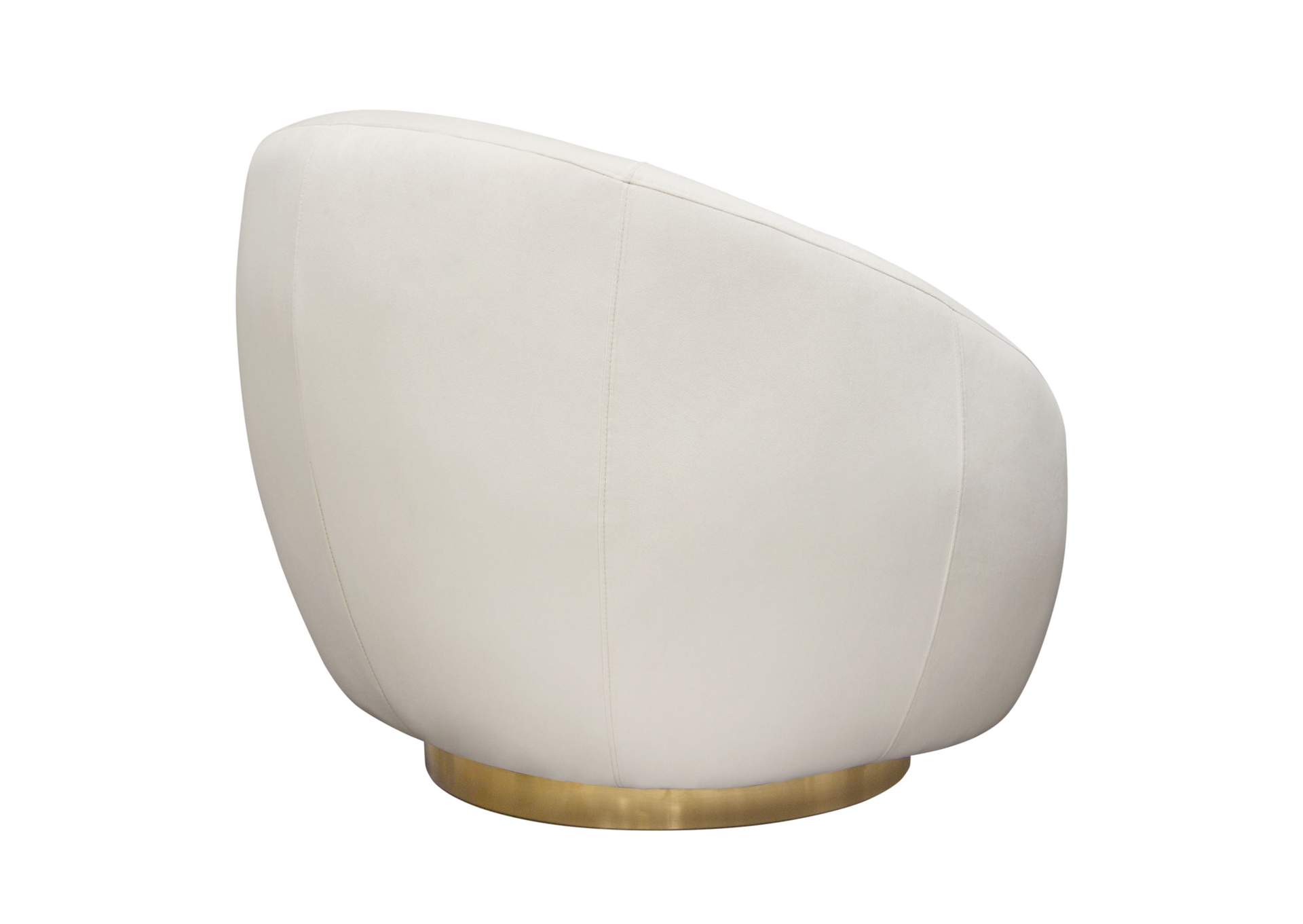 Celine Swivel Accent Chair In Light Cream Velvet W/ Brushed Gold Accent Band image 20