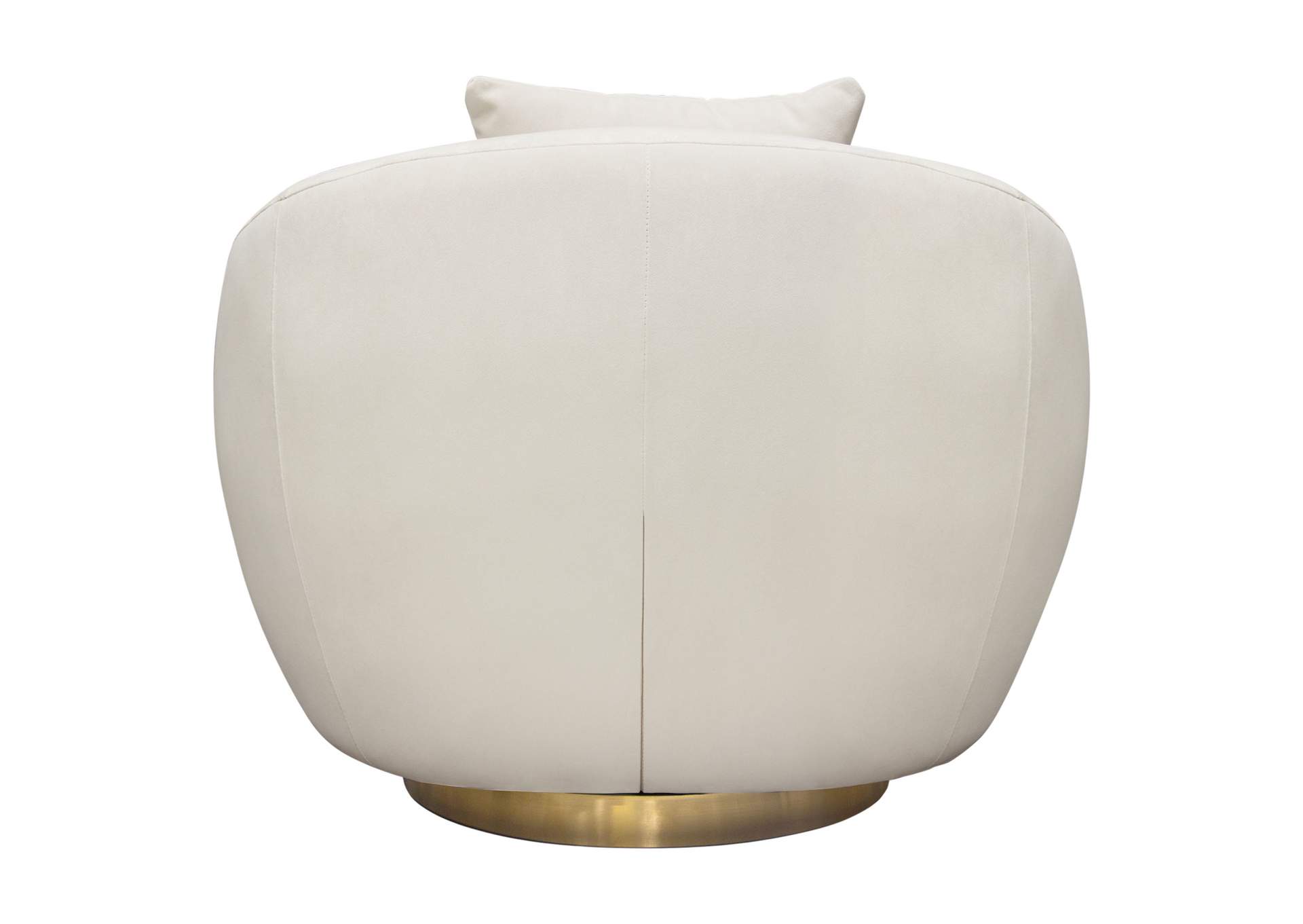 Celine Swivel Accent Chair In Light Cream Velvet W/ Brushed Gold Accent Band image 19