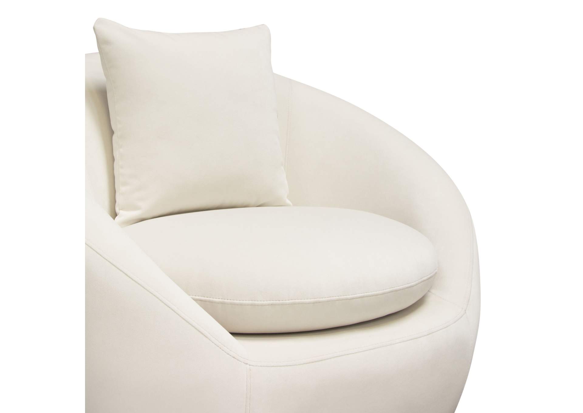 Celine Swivel Accent Chair In Light Cream Velvet W/ Brushed Gold Accent Band image 18