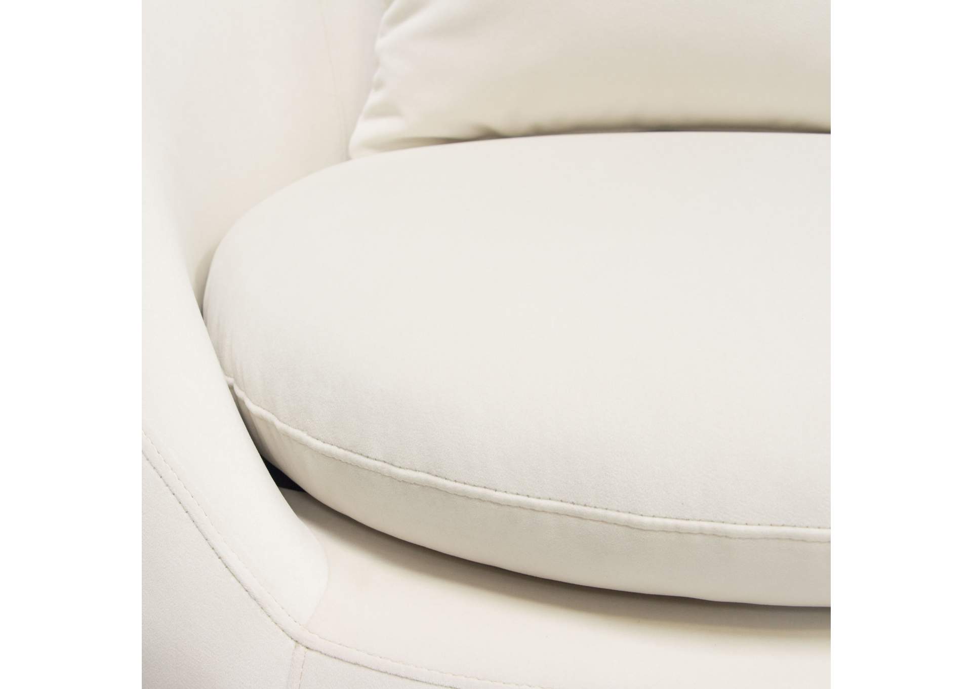 Celine Swivel Accent Chair In Light Cream Velvet W/ Brushed Gold Accent Band image 16