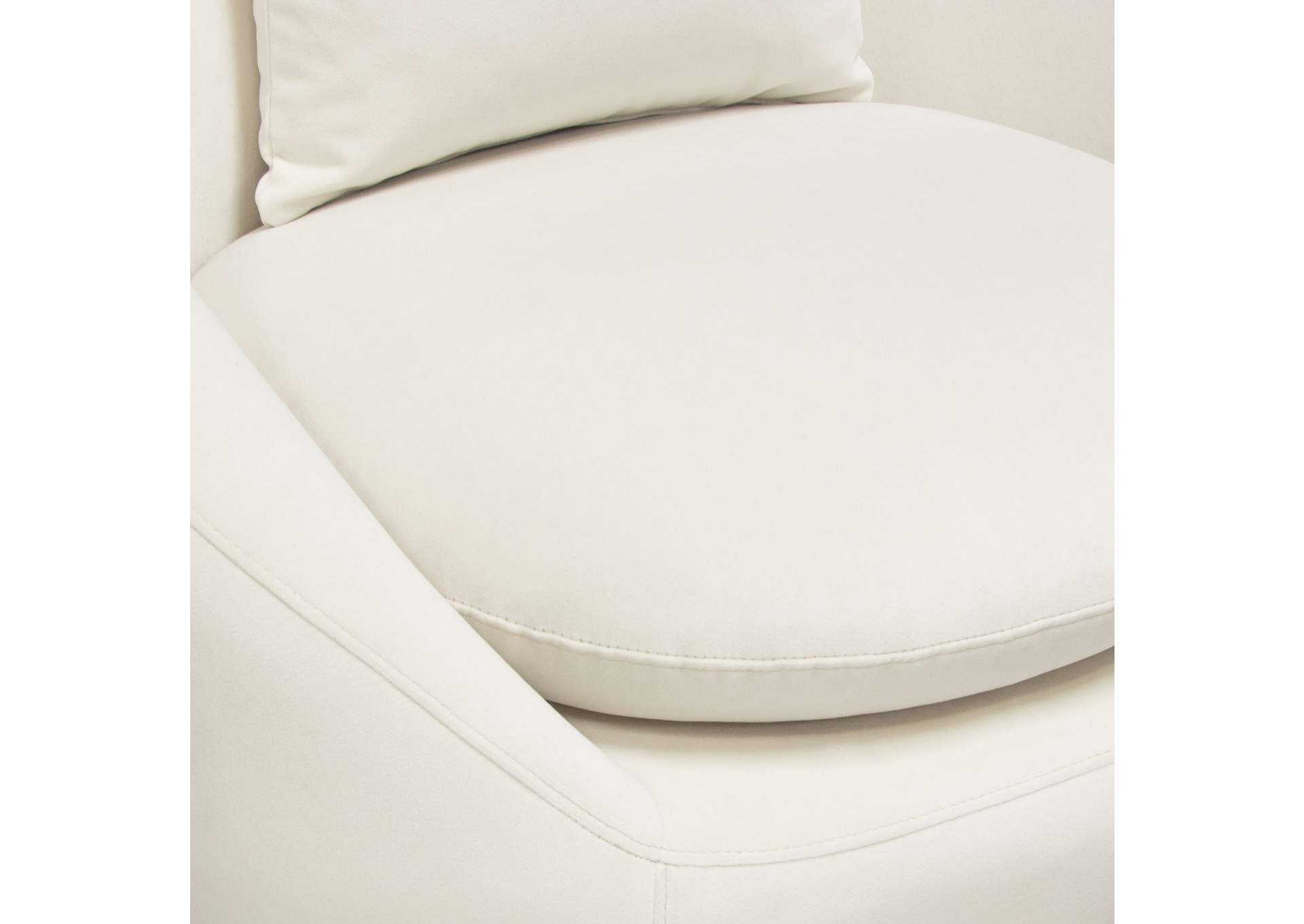 Celine Swivel Accent Chair In Light Cream Velvet W/ Brushed Gold Accent Band image 15
