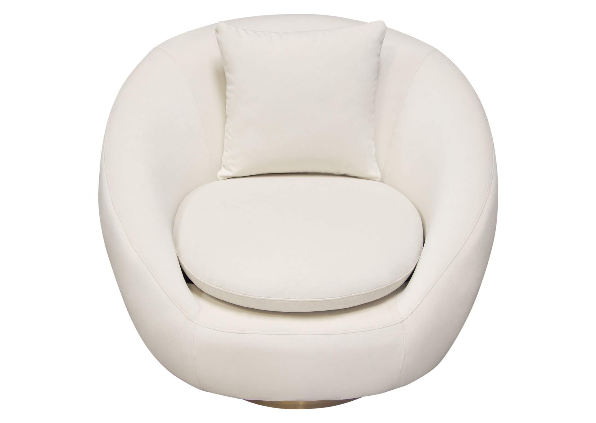 Celine Swivel Accent Chair In Light Cream Velvet W/ Brushed Gold Accent Band image 13