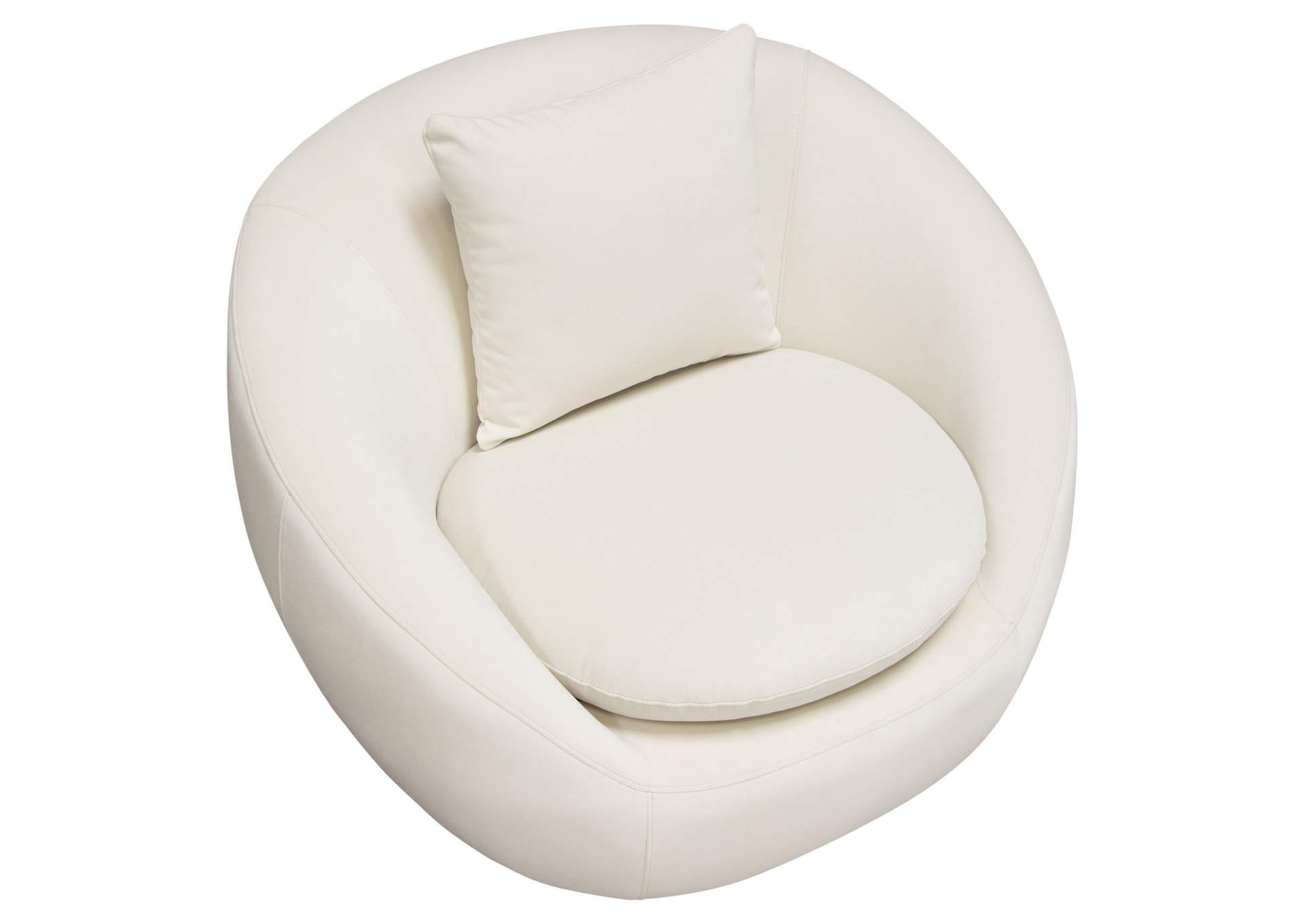 Celine Swivel Accent Chair In Light Cream Velvet W/ Brushed Gold Accent Band image 9