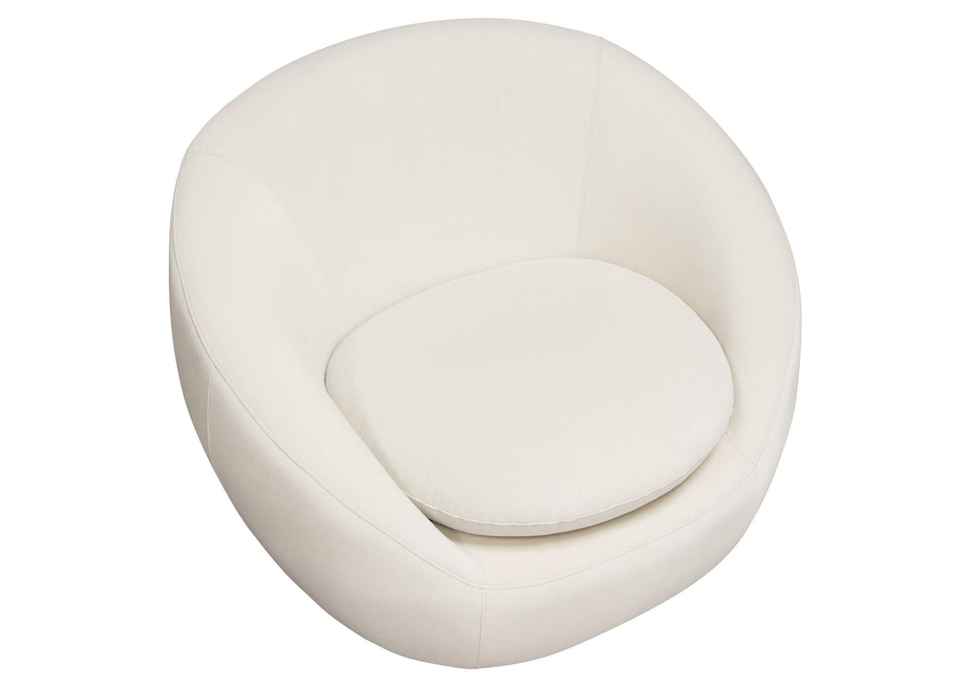 Celine Swivel Accent Chair In Light Cream Velvet W/ Brushed Gold Accent Band image 7