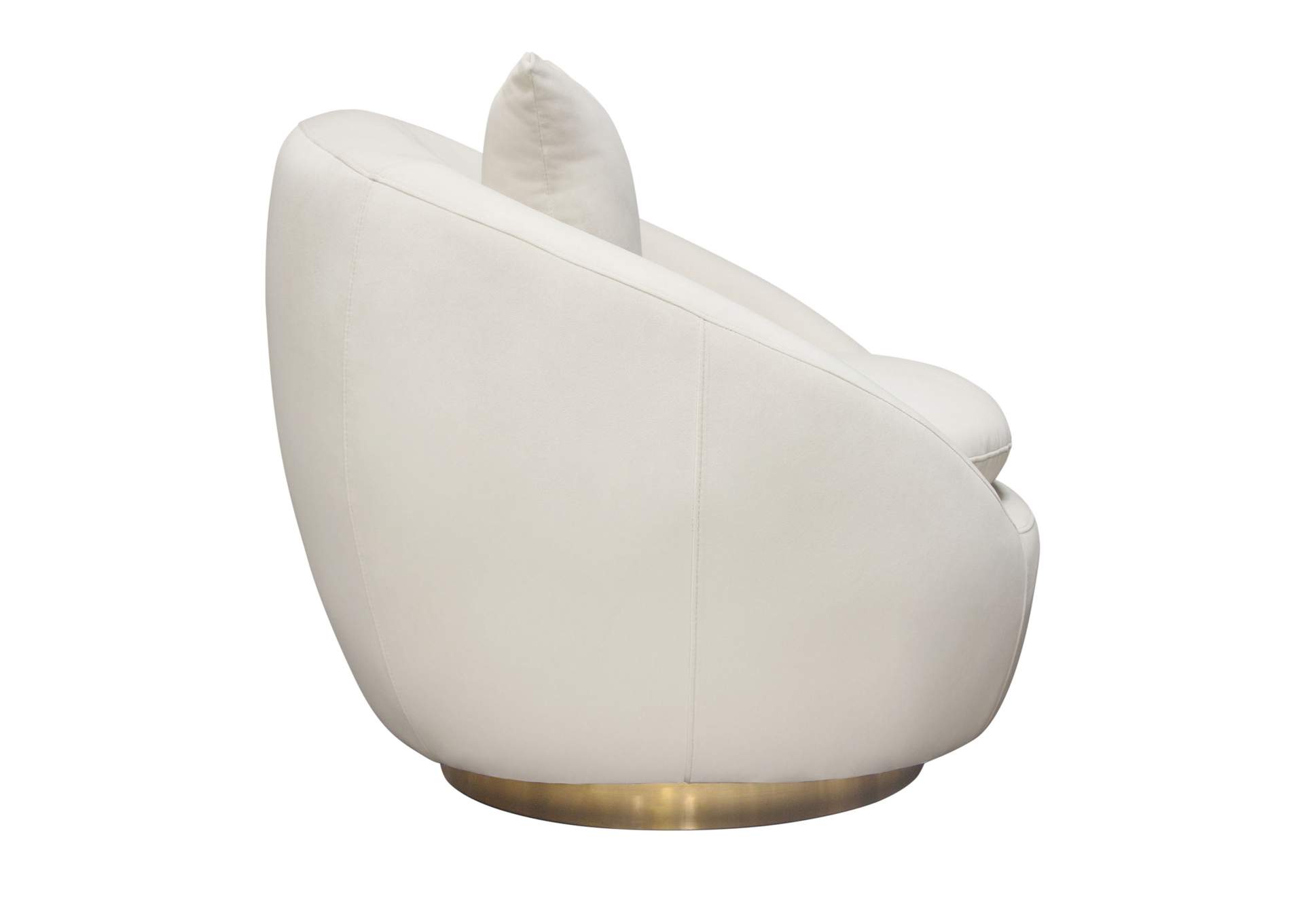 Celine Swivel Accent Chair In Light Cream Velvet W/ Brushed Gold Accent Band image 4