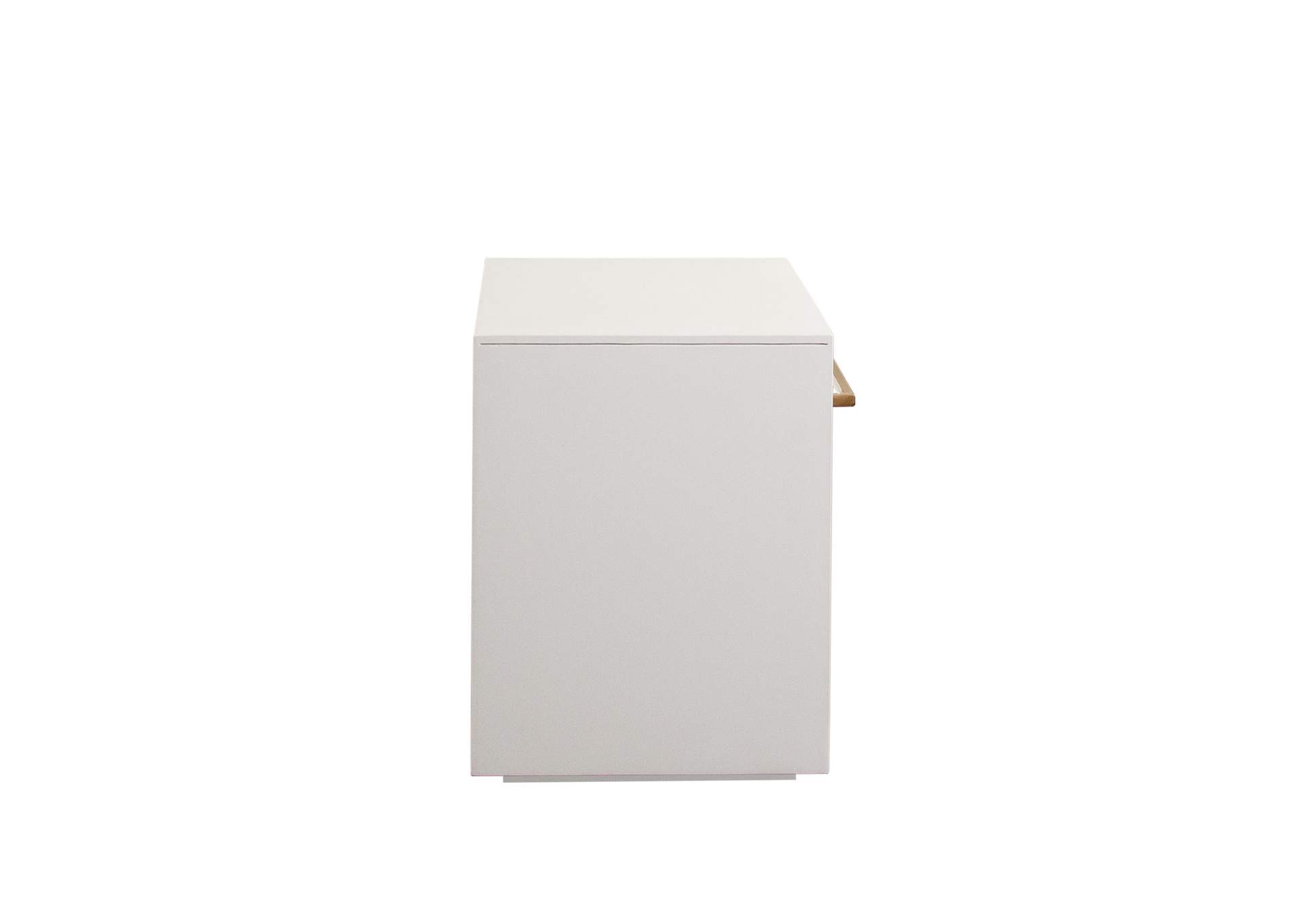 Encore Solid Mango Wood 1-drawer End Table In White Finish W/ Gold Metal Handle image 6
