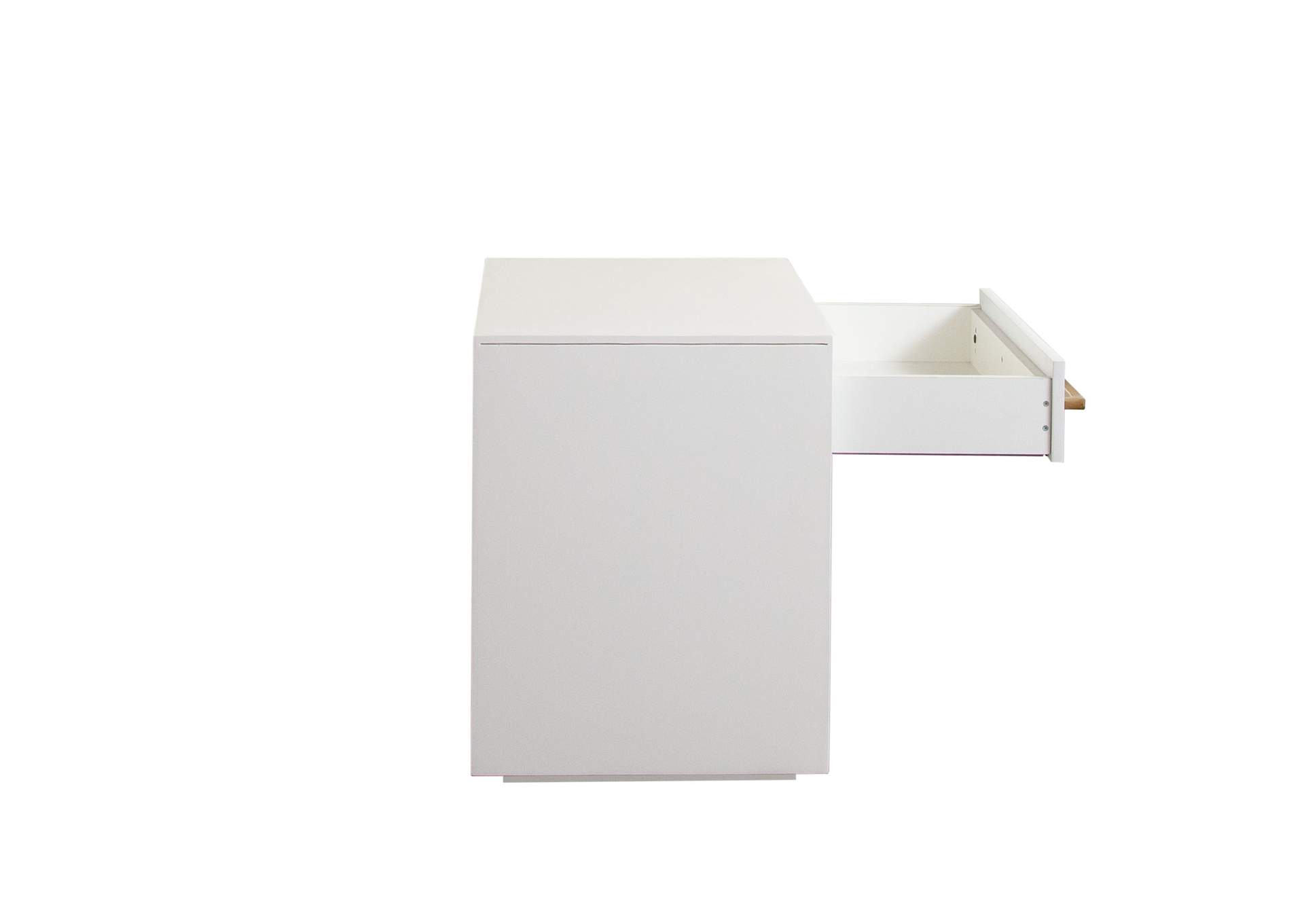 Encore Solid Mango Wood 1-drawer End Table In White Finish W/ Gold Metal Handle image 7
