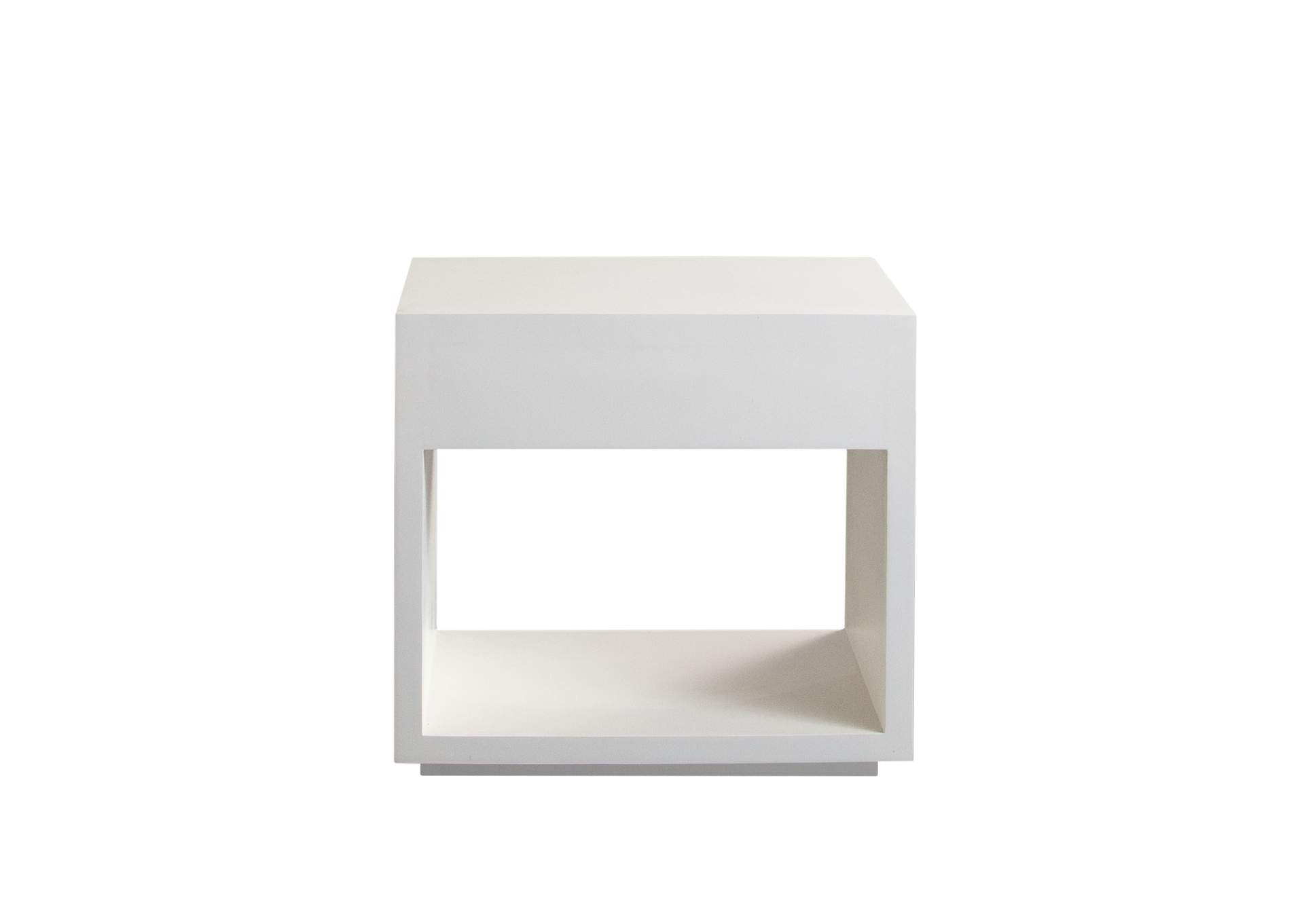 Encore Solid Mango Wood 1-drawer End Table In White Finish W/ Gold Metal Handle image 8