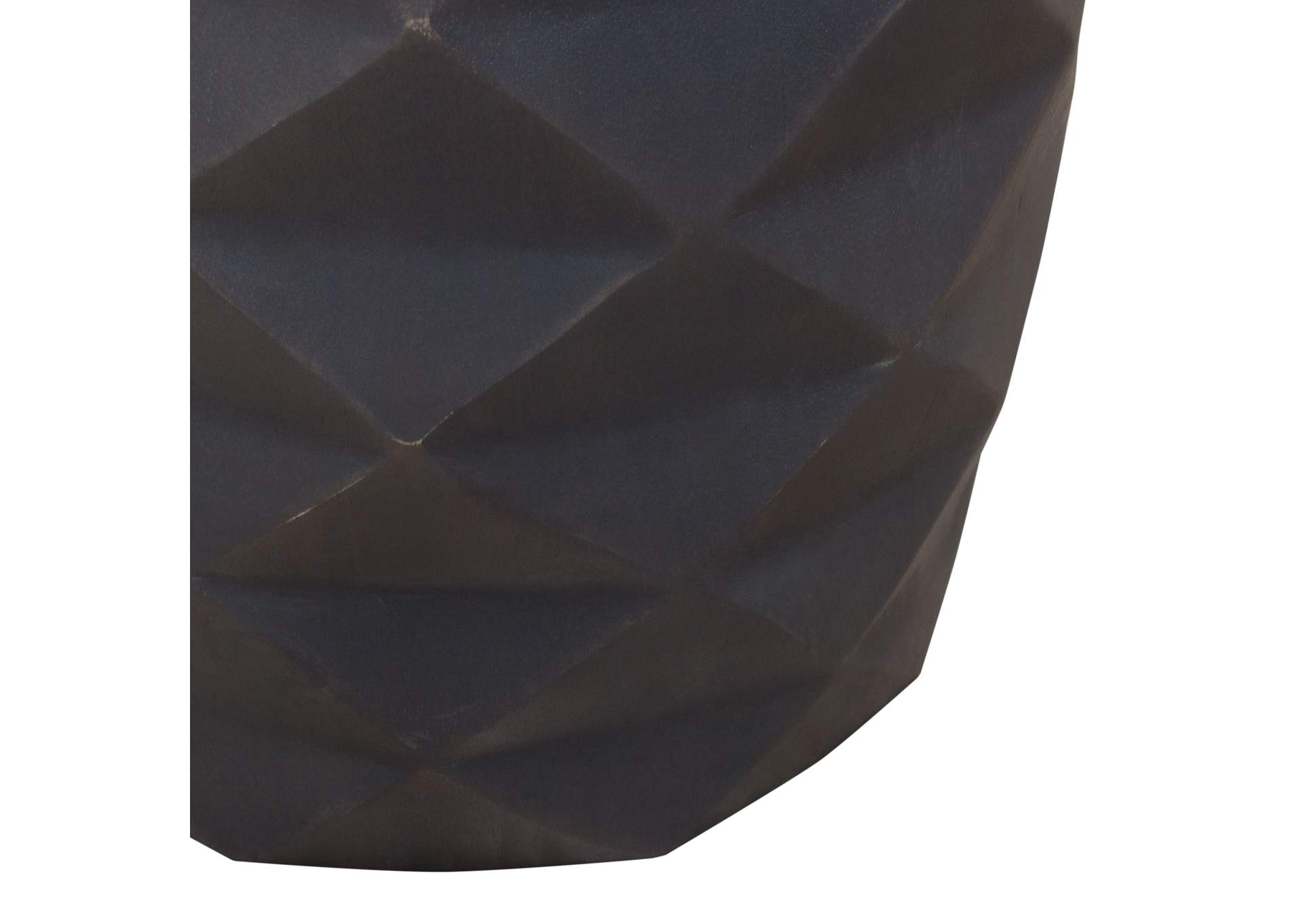 Fig Solid Mango Wood Accent Table In Grey Finish W/ Geometric Motif image 10