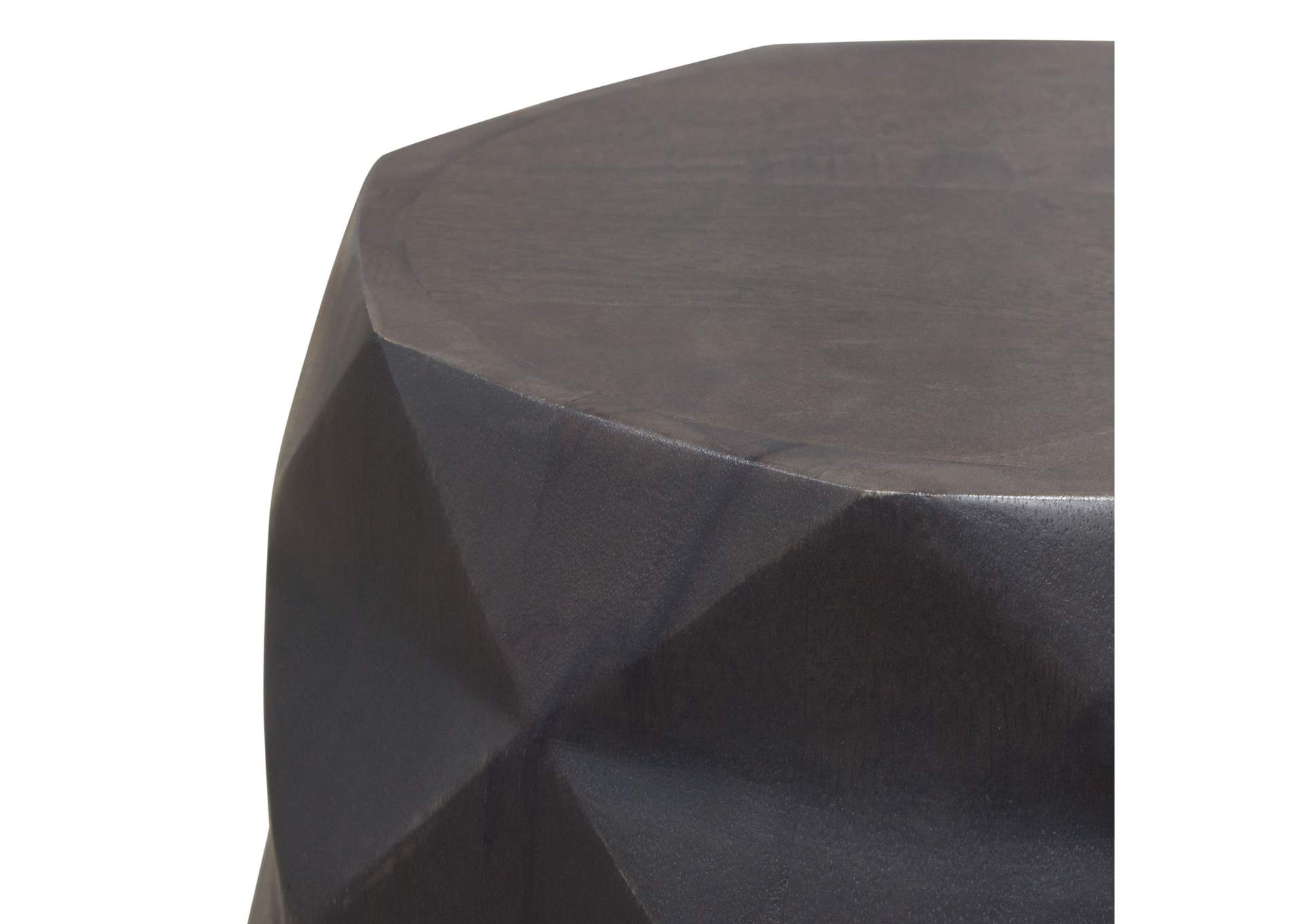 Fig Solid Mango Wood Accent Table In Grey Finish W/ Geometric Motif image 11