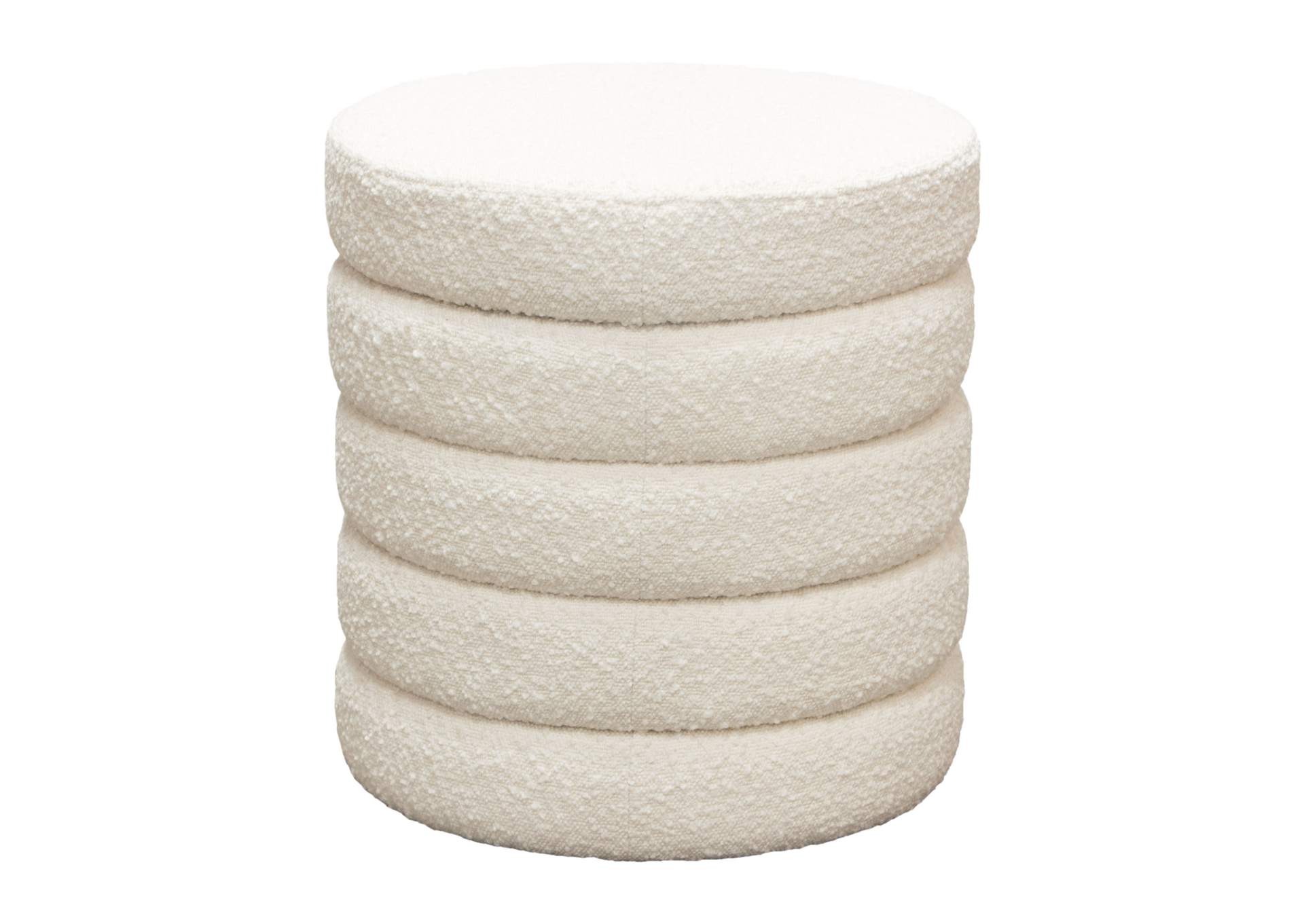 Helix Round Accent Ottoman In Ivory Boucle Fabric image 3