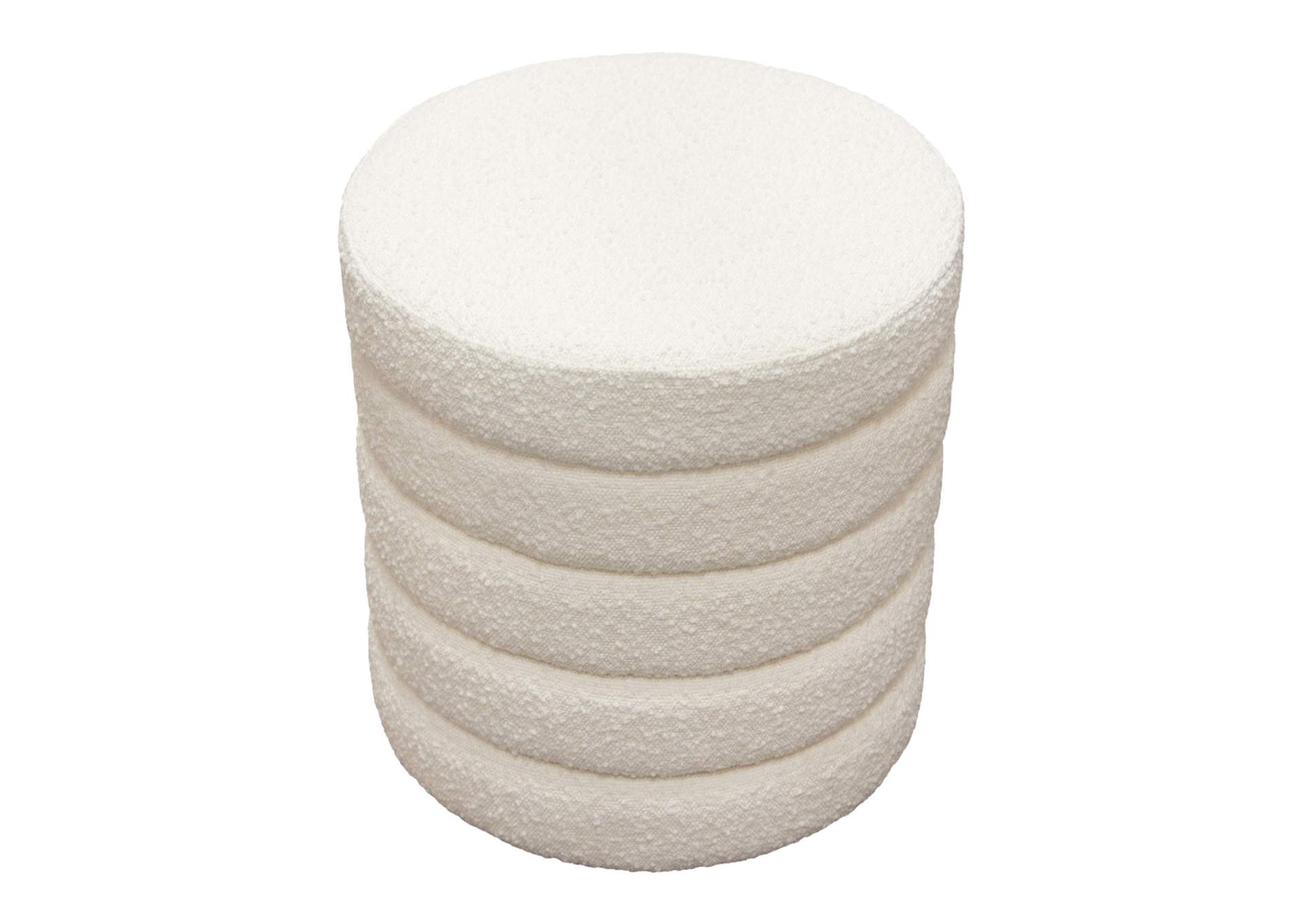 Helix Round Accent Ottoman In Ivory Boucle Fabric image 4
