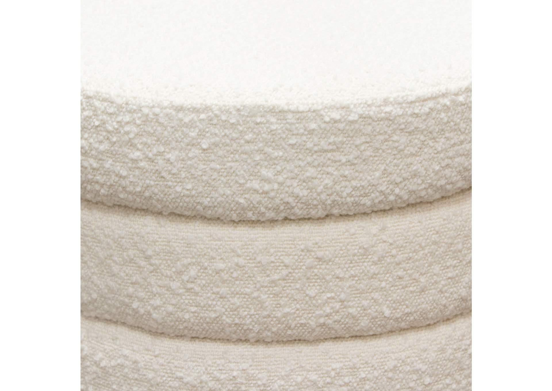 Helix Round Accent Ottoman In Ivory Boucle Fabric image 8