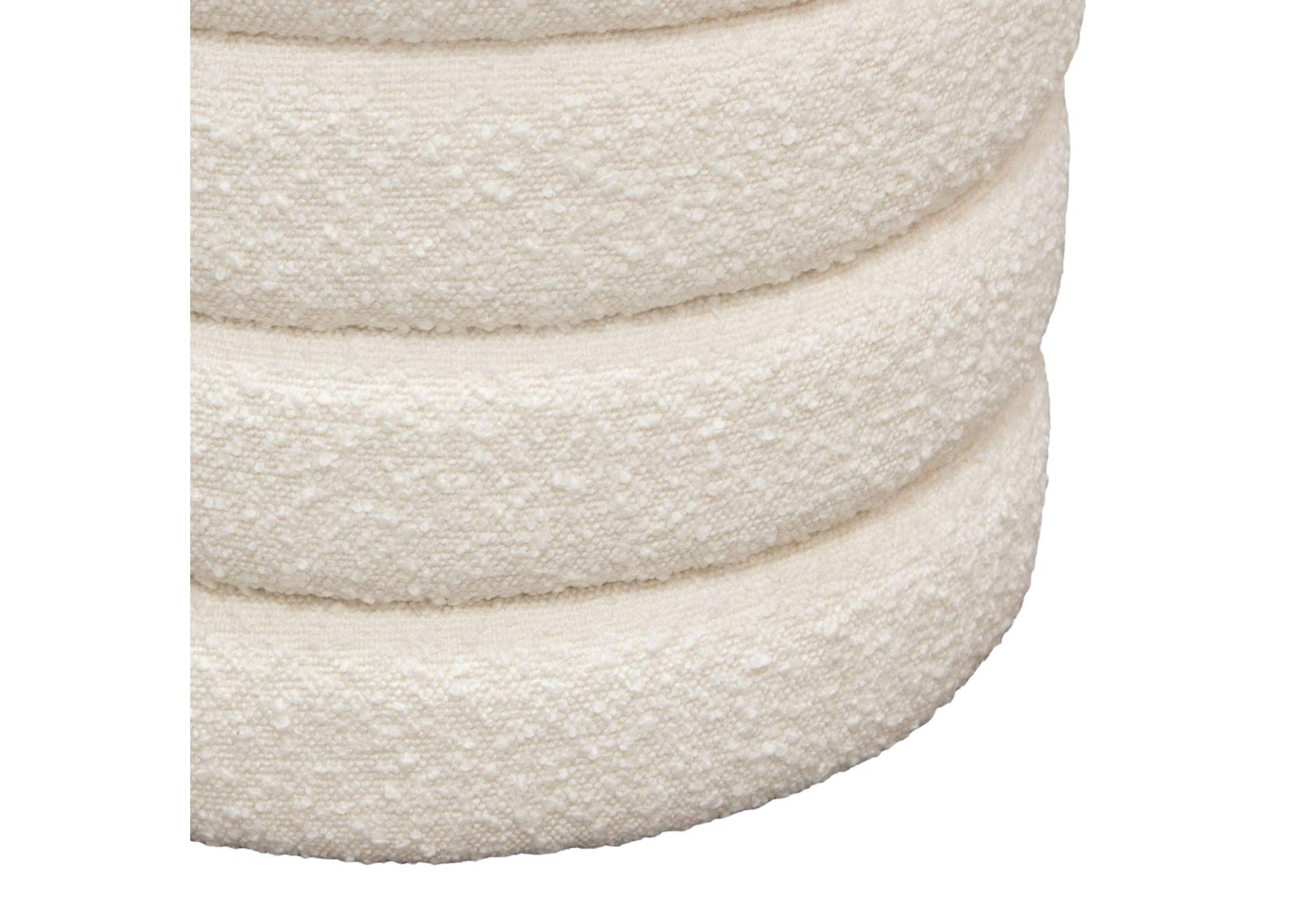 Helix Round Accent Ottoman In Ivory Boucle Fabric image 9