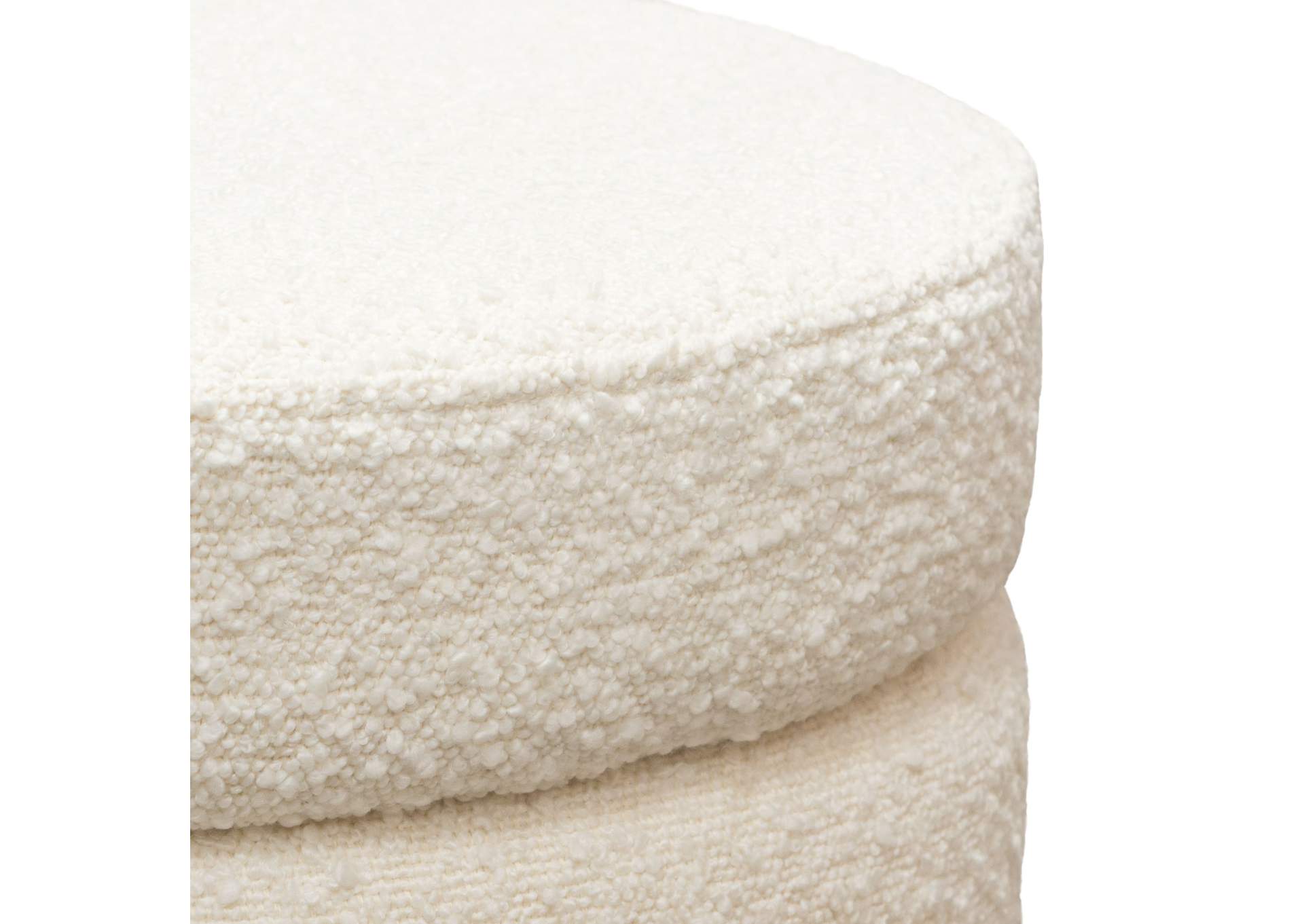 Helix Round Accent Ottoman In Ivory Boucle Fabric image 10