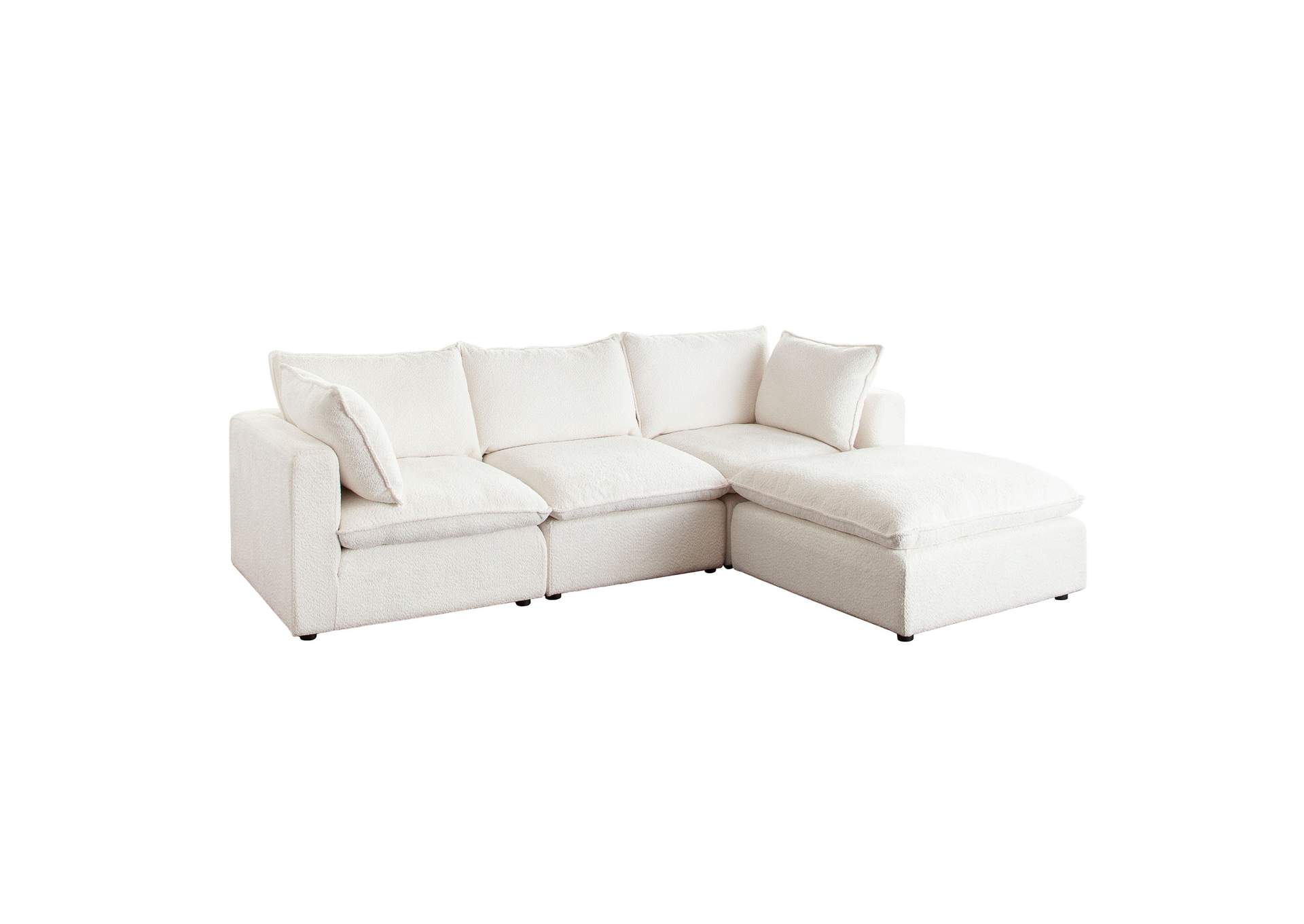 Ivy 4-piece Reversible Modular Chaise Sectional In White Faux Shearling W/ Feather Down Seating image 5