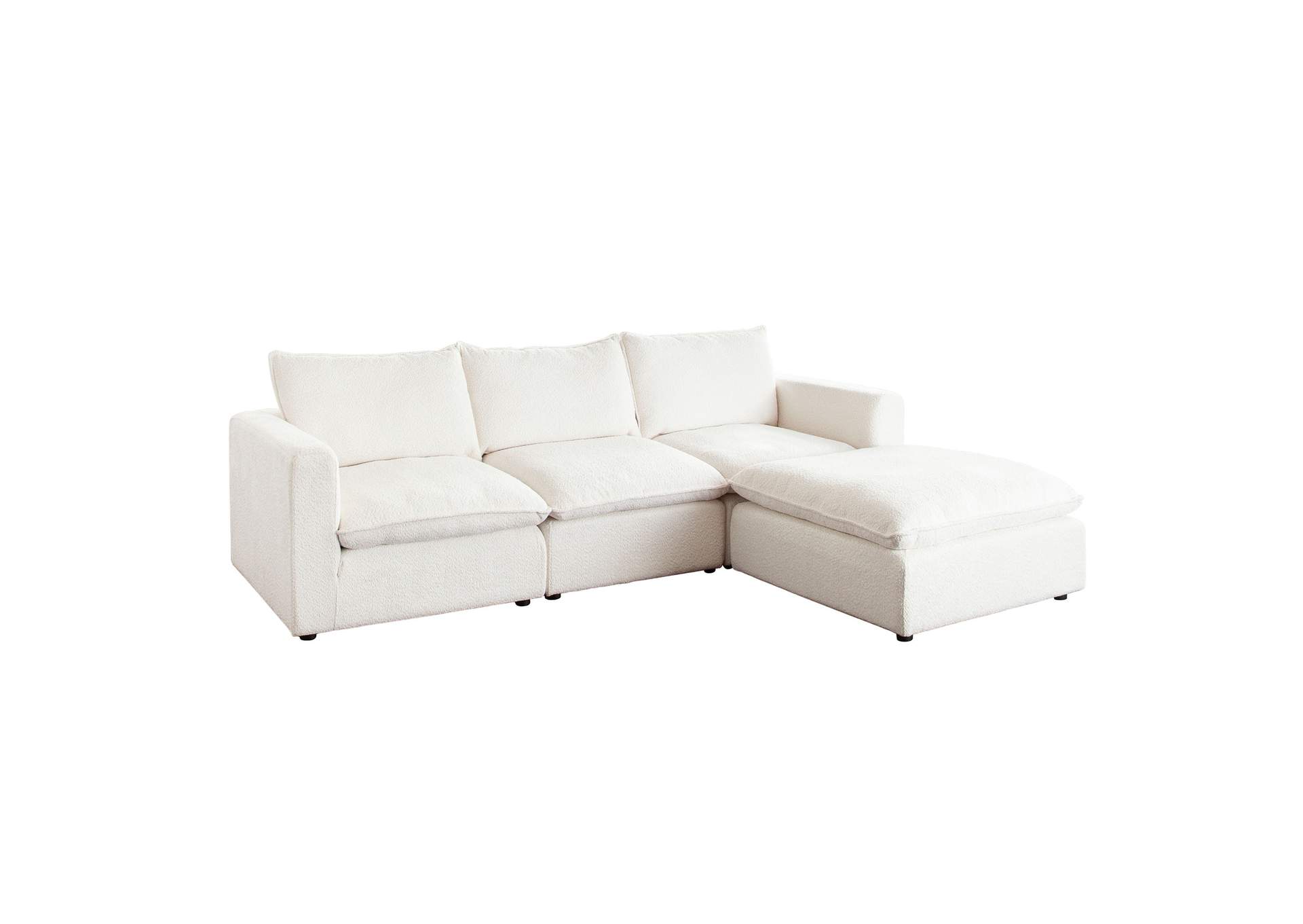 Ivy 4-piece Reversible Modular Chaise Sectional In White Faux Shearling W/ Feather Down Seating image 6