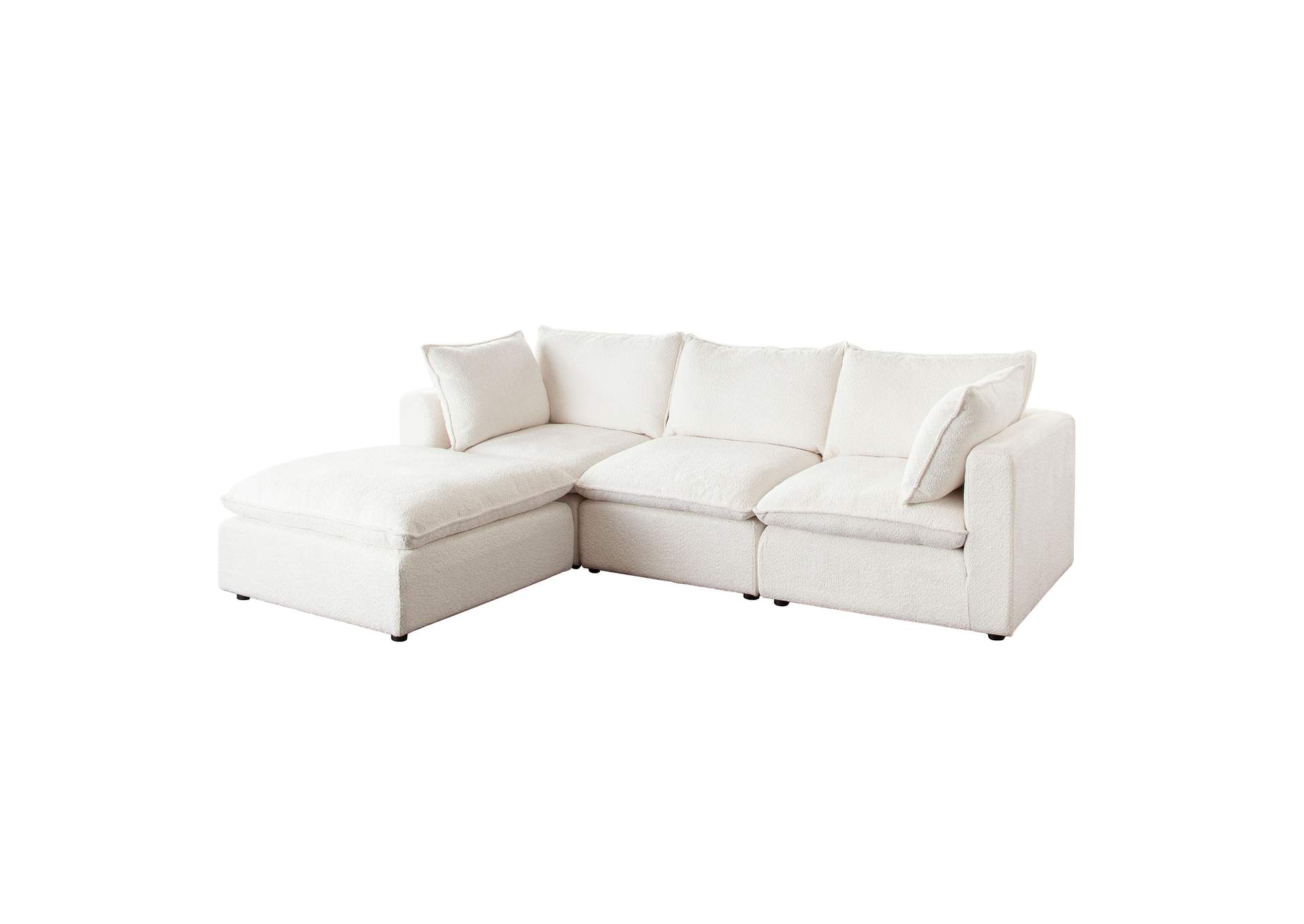 Ivy 4-piece Reversible Modular Chaise Sectional In White Faux Shearling W/ Feather Down Seating image 7